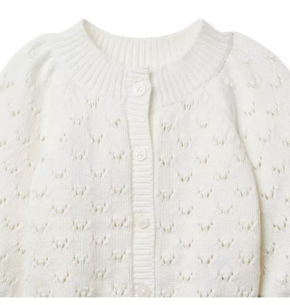 Baby Pointelle Puff Sleeve Cardigan image number 1