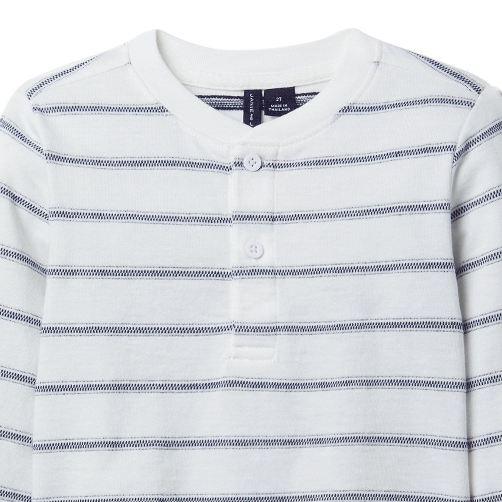 Striped Textured Henley Tee image number 1