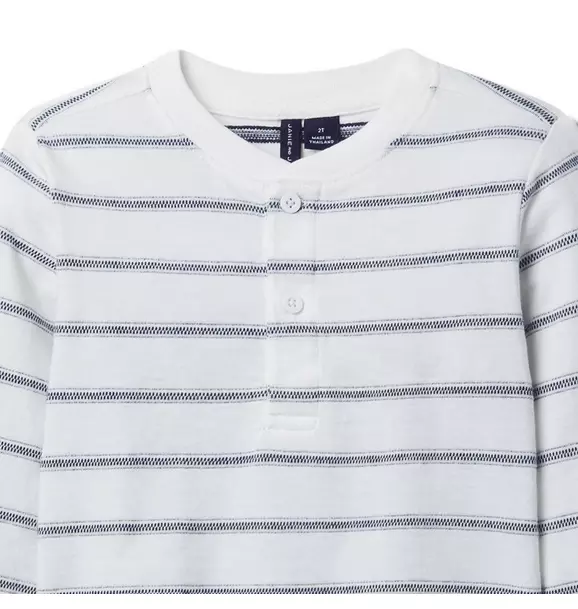 Striped Textured Henley Tee image number 1