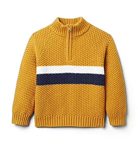 Textured Stripe Half-Zip Sweater 