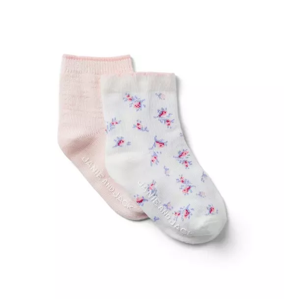 Baby Solid And Floral Sock 2-Pack