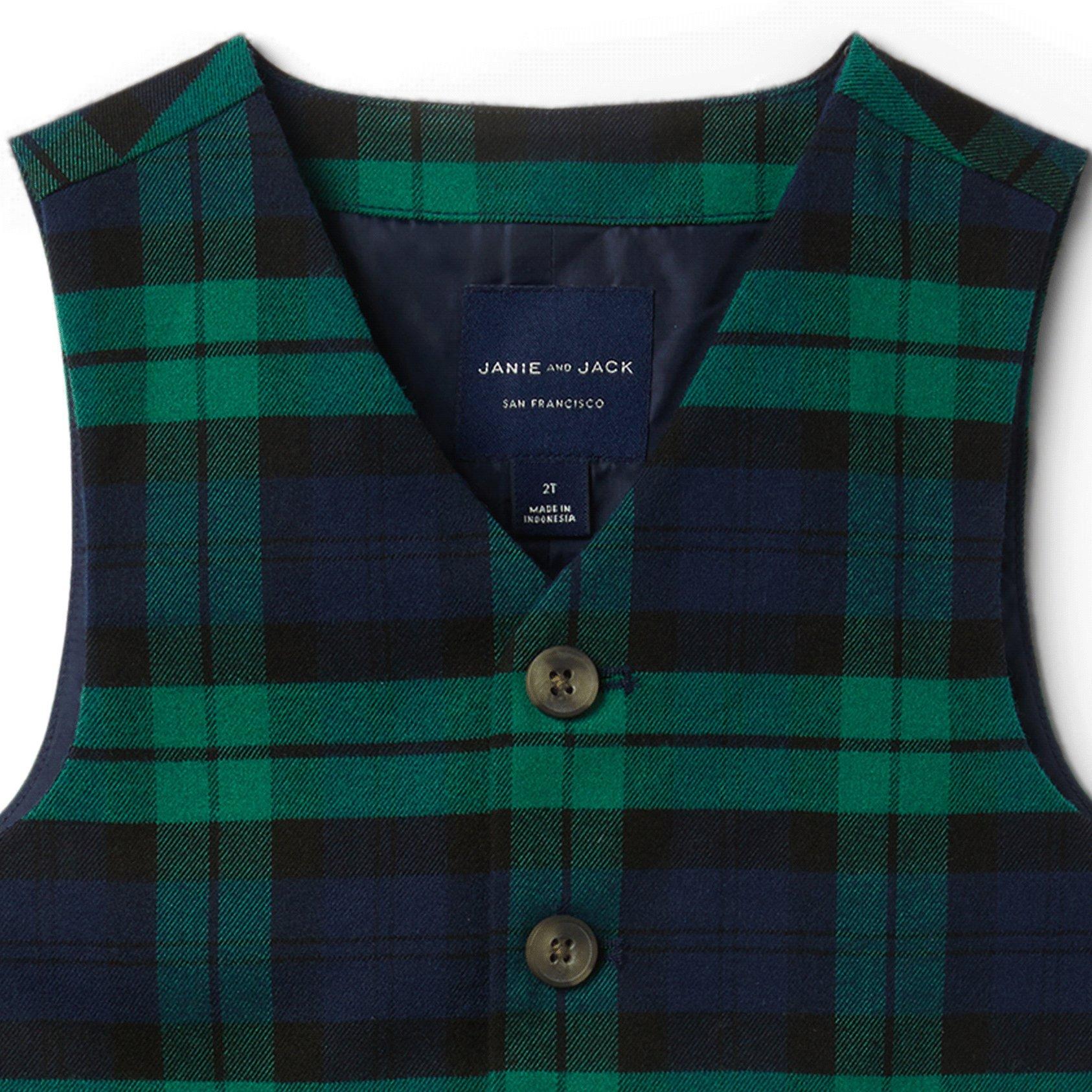 Plaid Wool Suit Vest image number 2