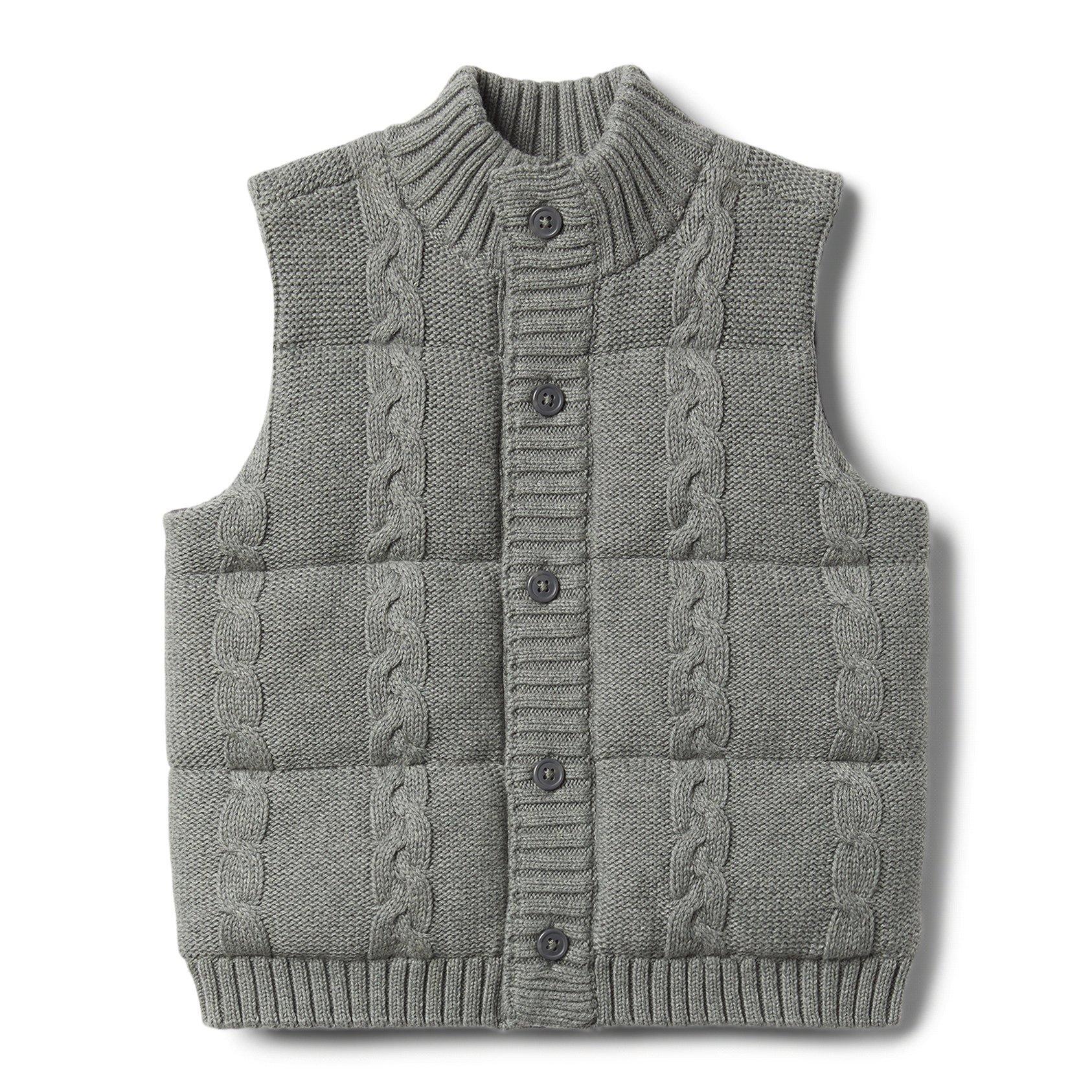 Dolphine Grey Heather Cable Knit Puffer Vest by Janie and Jack