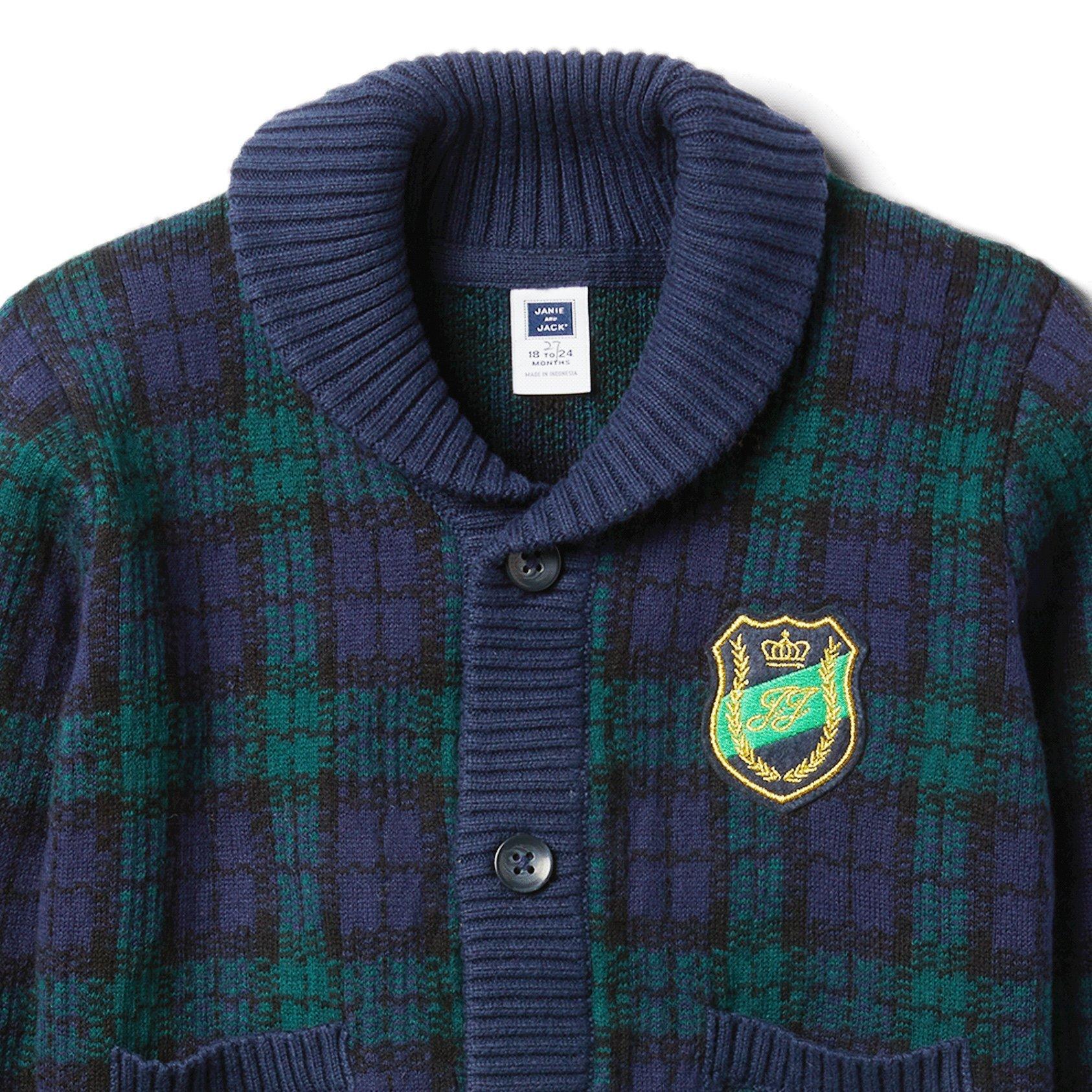 Plaid Crest Patch Cardigan image number 2