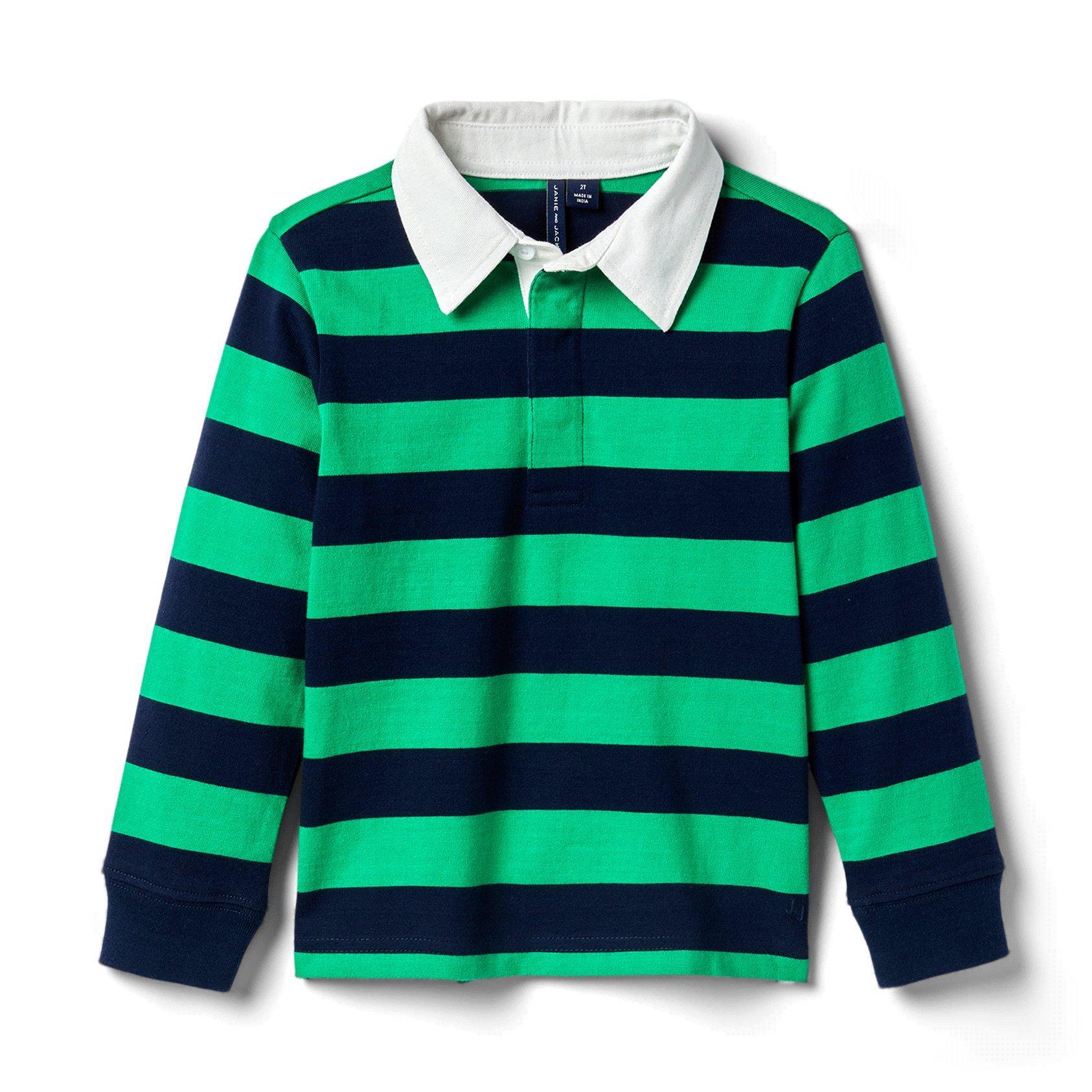 green striped rugby shirt