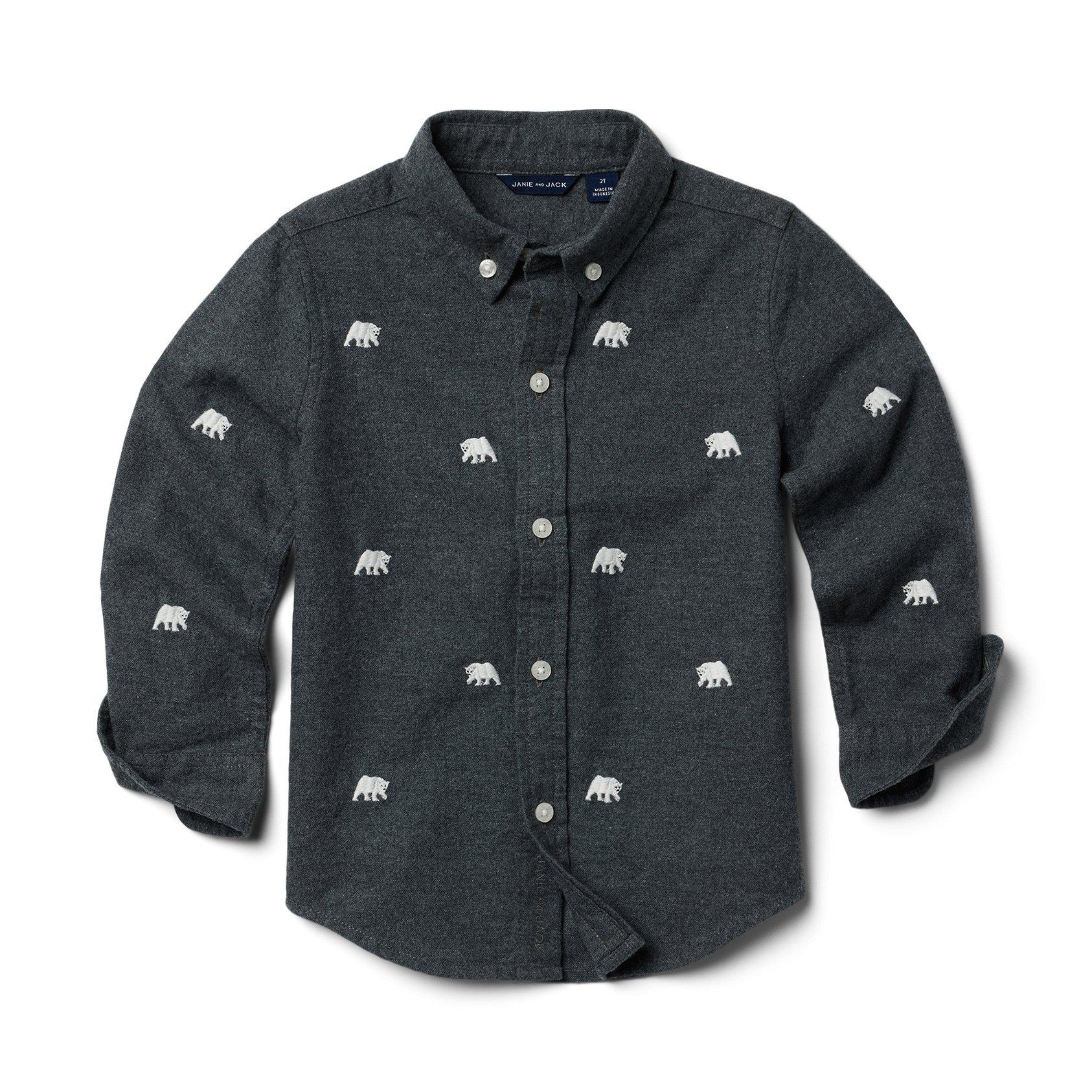 Embroidered Polar Bear Brushed Oxford Shirt image number 0