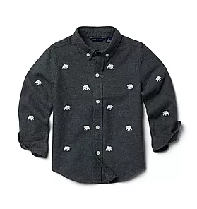Embroidered Polar Bear Brushed Oxford Shirt