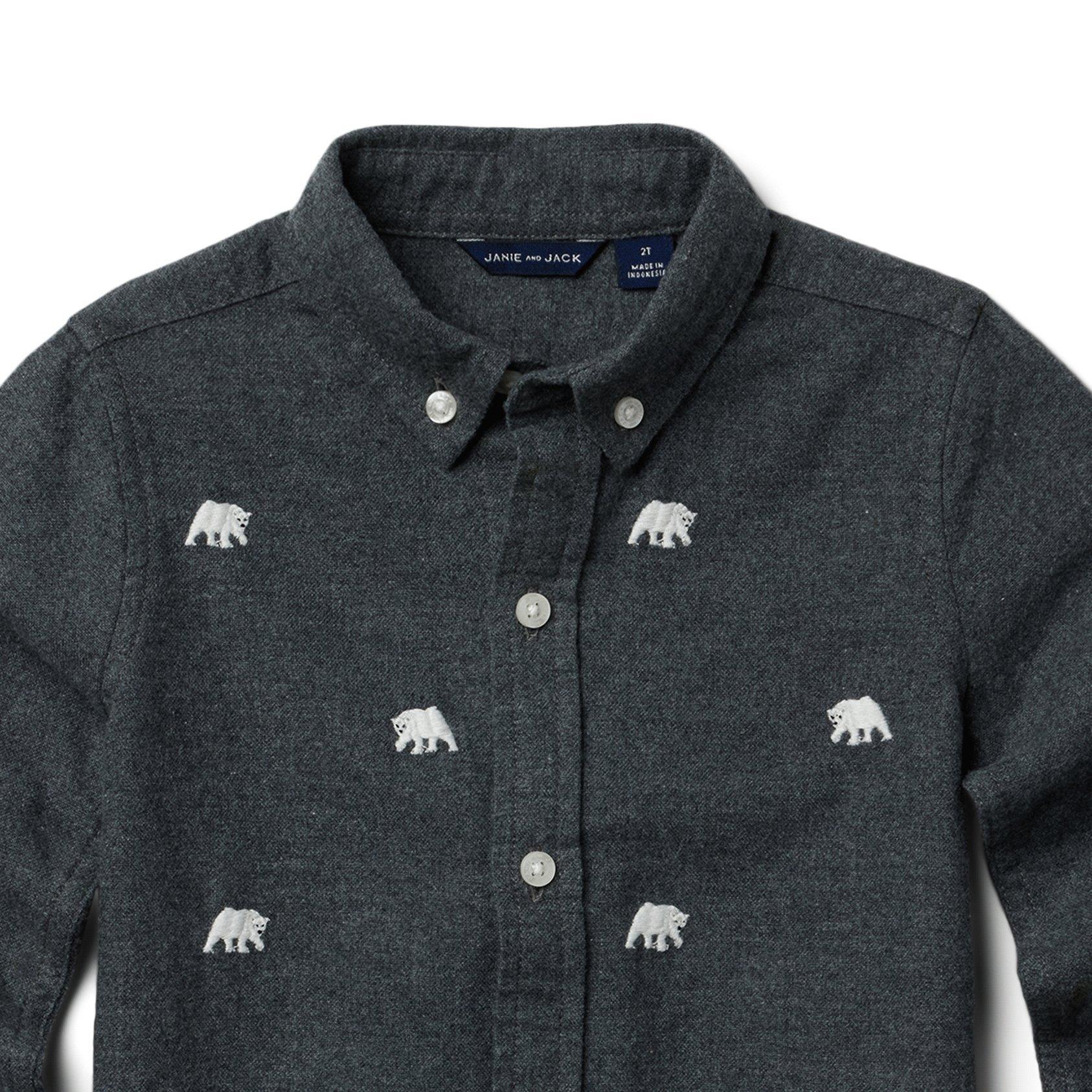 Embroidered Polar Bear Brushed Oxford Shirt image number 2
