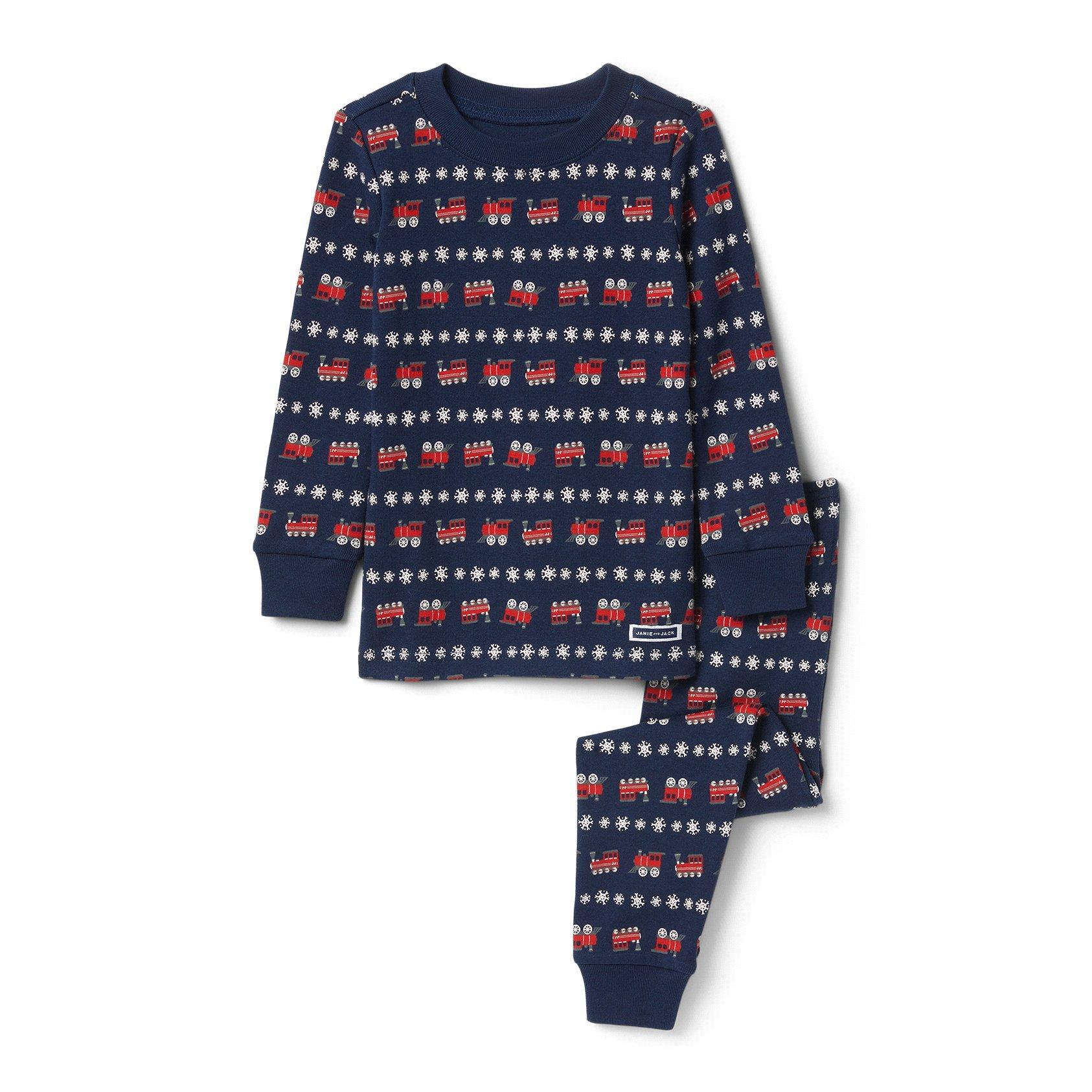 Boy Connor Navy Train Print Train Pajama Set by Janie and Jack