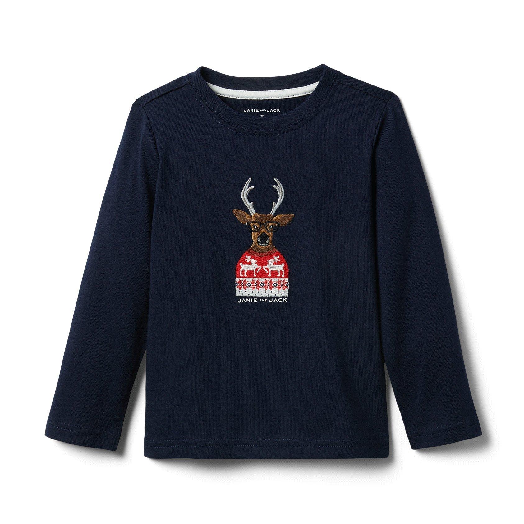 Gymboree Reindeer In Sunglasses Long Sleeved Tee