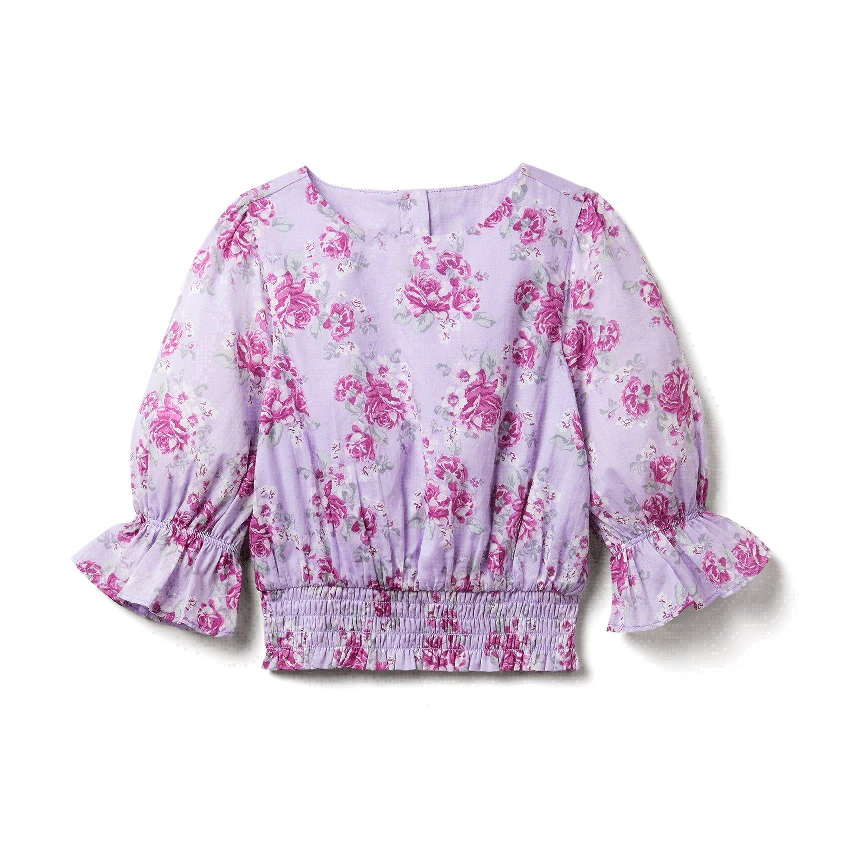 Floral Smocked Ruffle Cuff Top image number 0