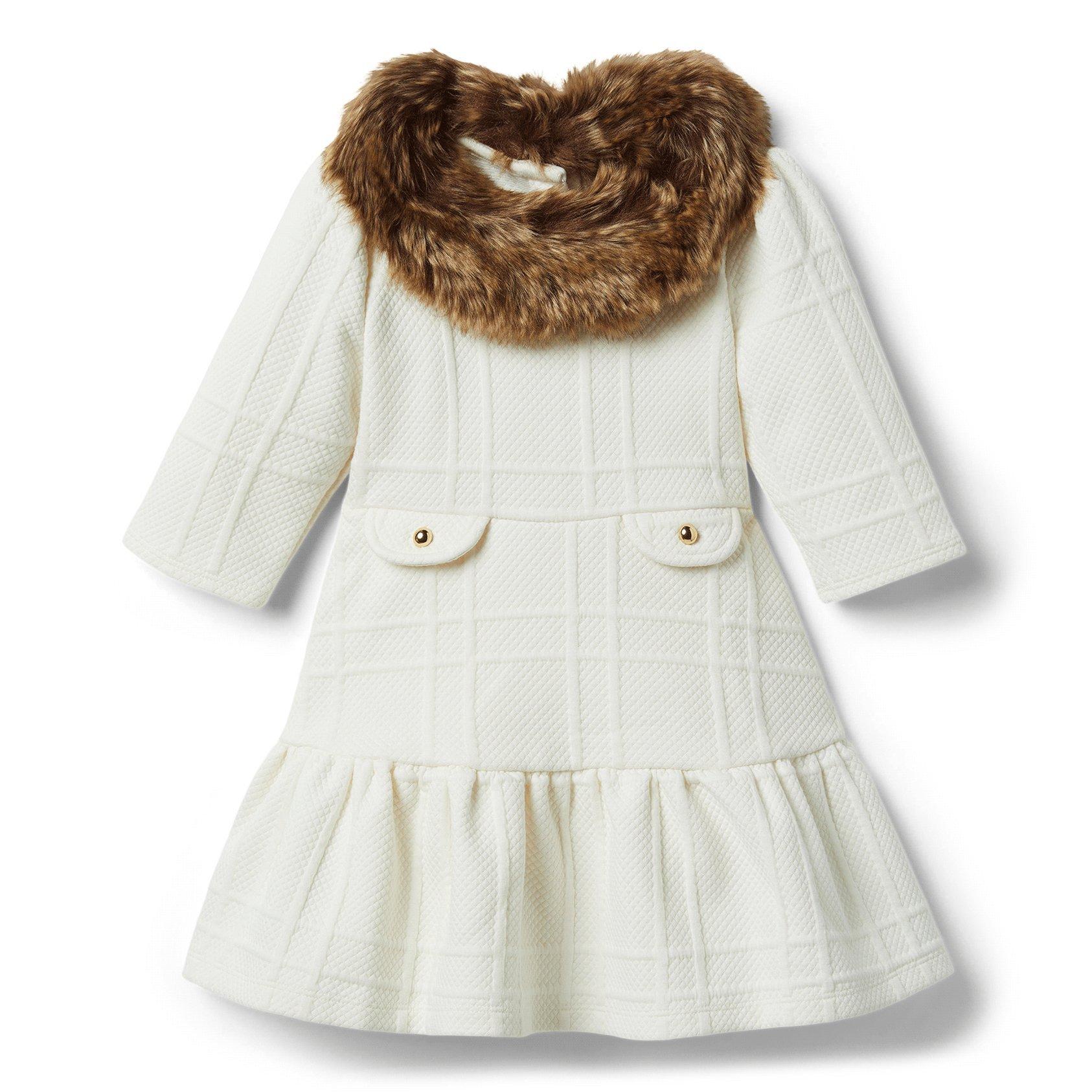 Faux Fur Collar Jacquard Dress image number 0