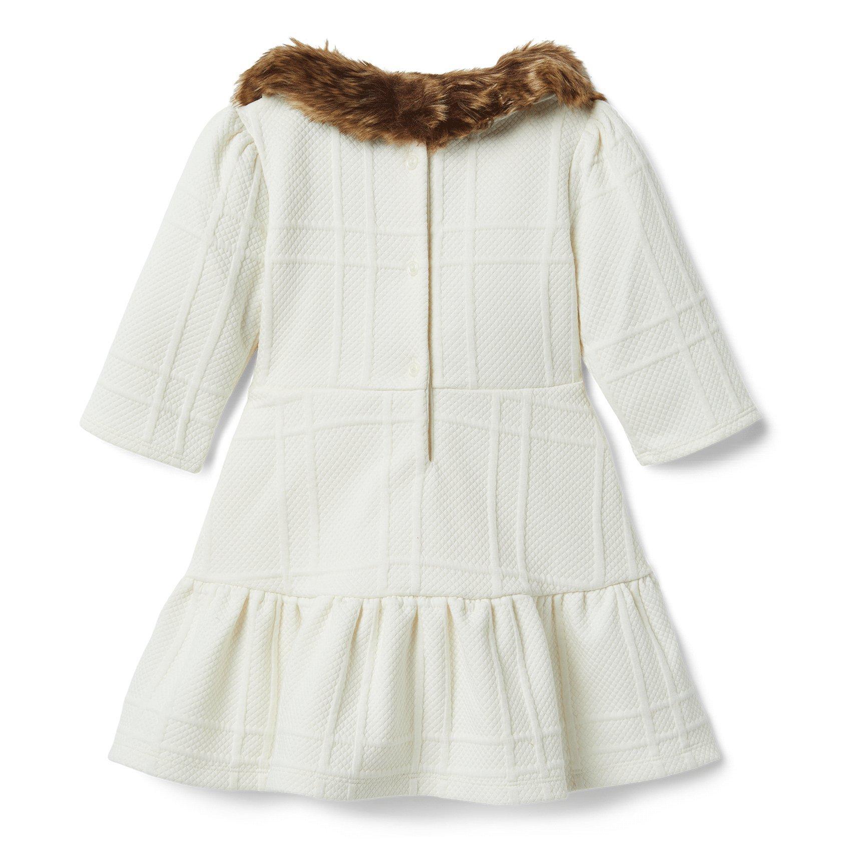 Faux Fur Collar Jacquard Dress image number 3