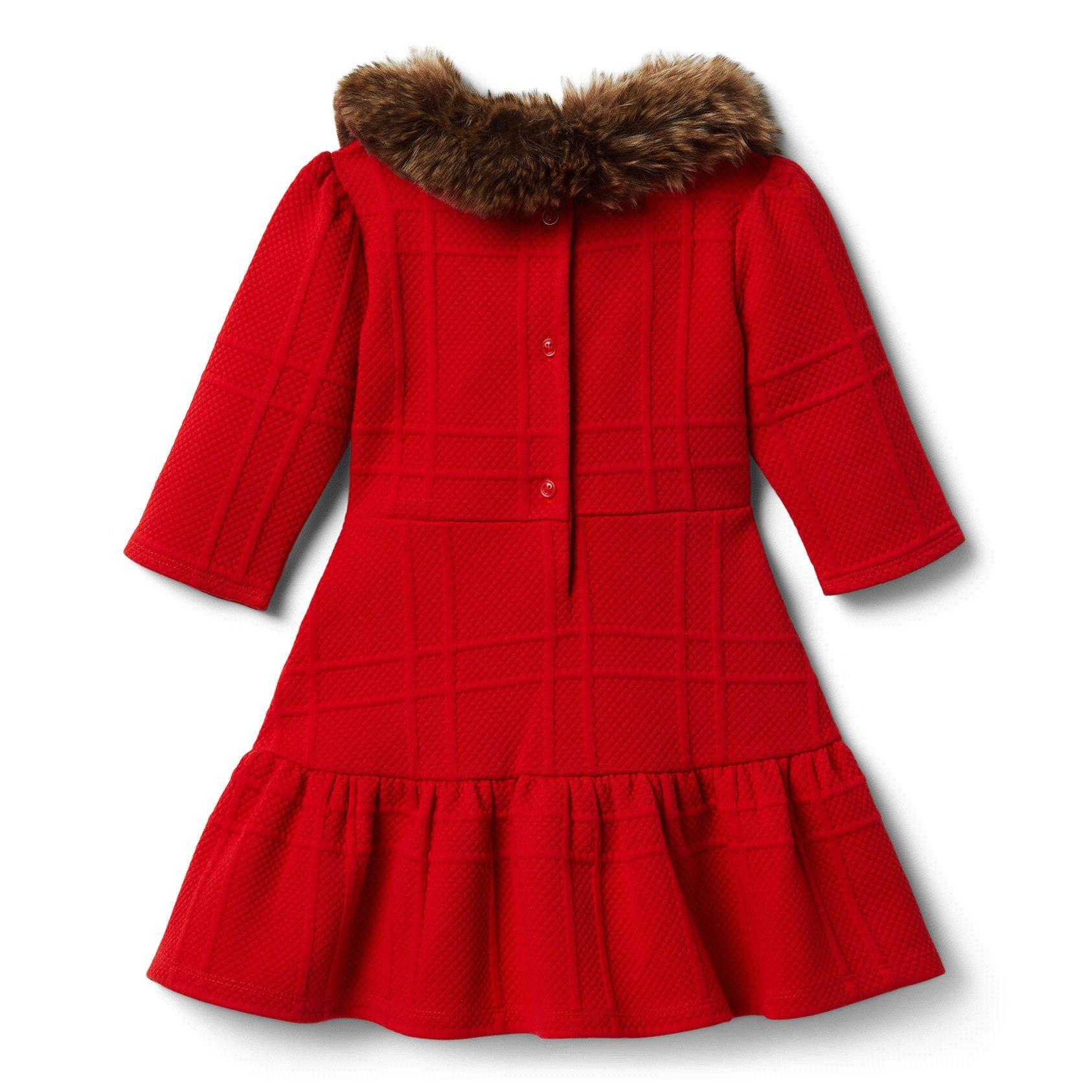 Faux Fur Collar Jacquard Dress image number 4