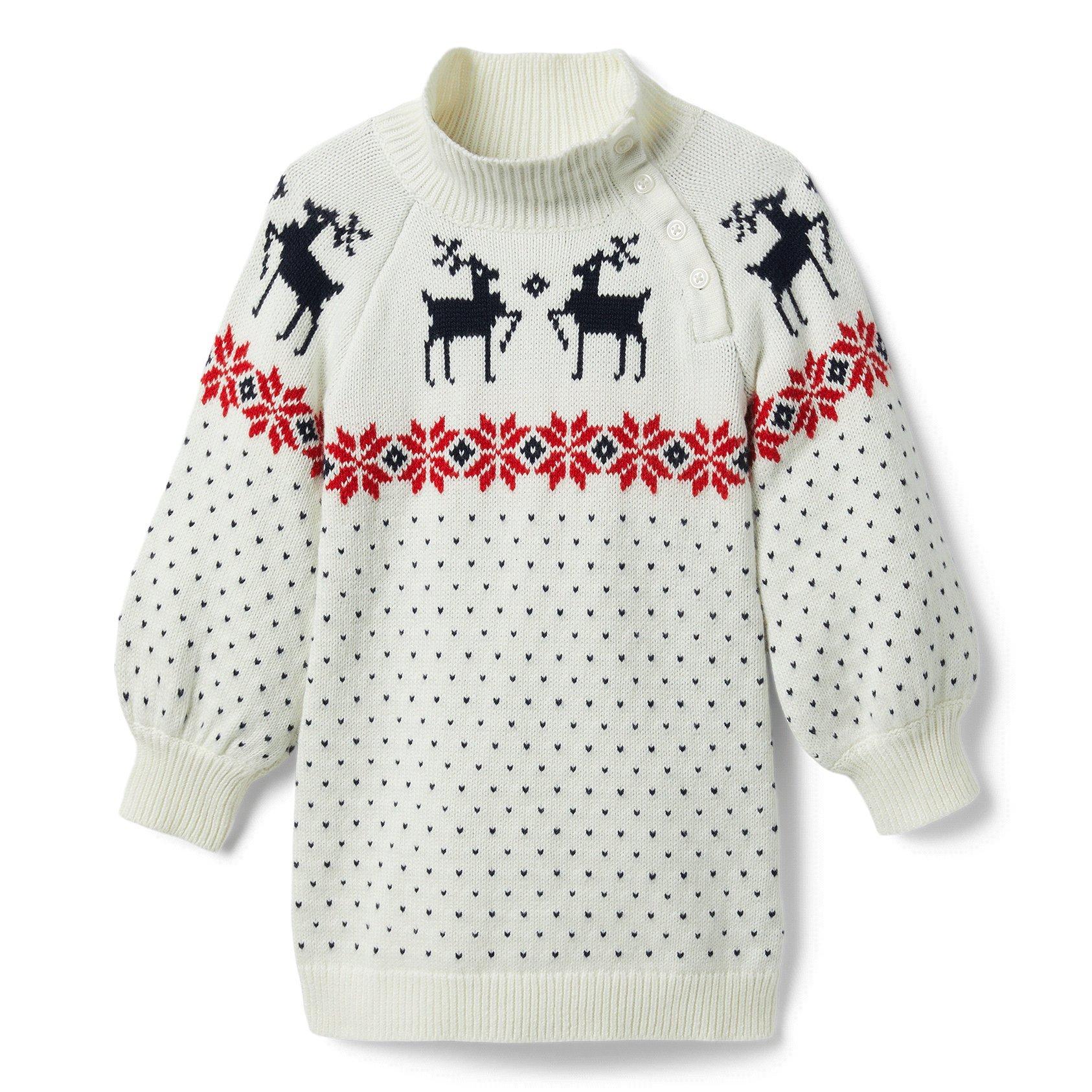 Girls Reindeer Fairisle Dress - Holiday Express