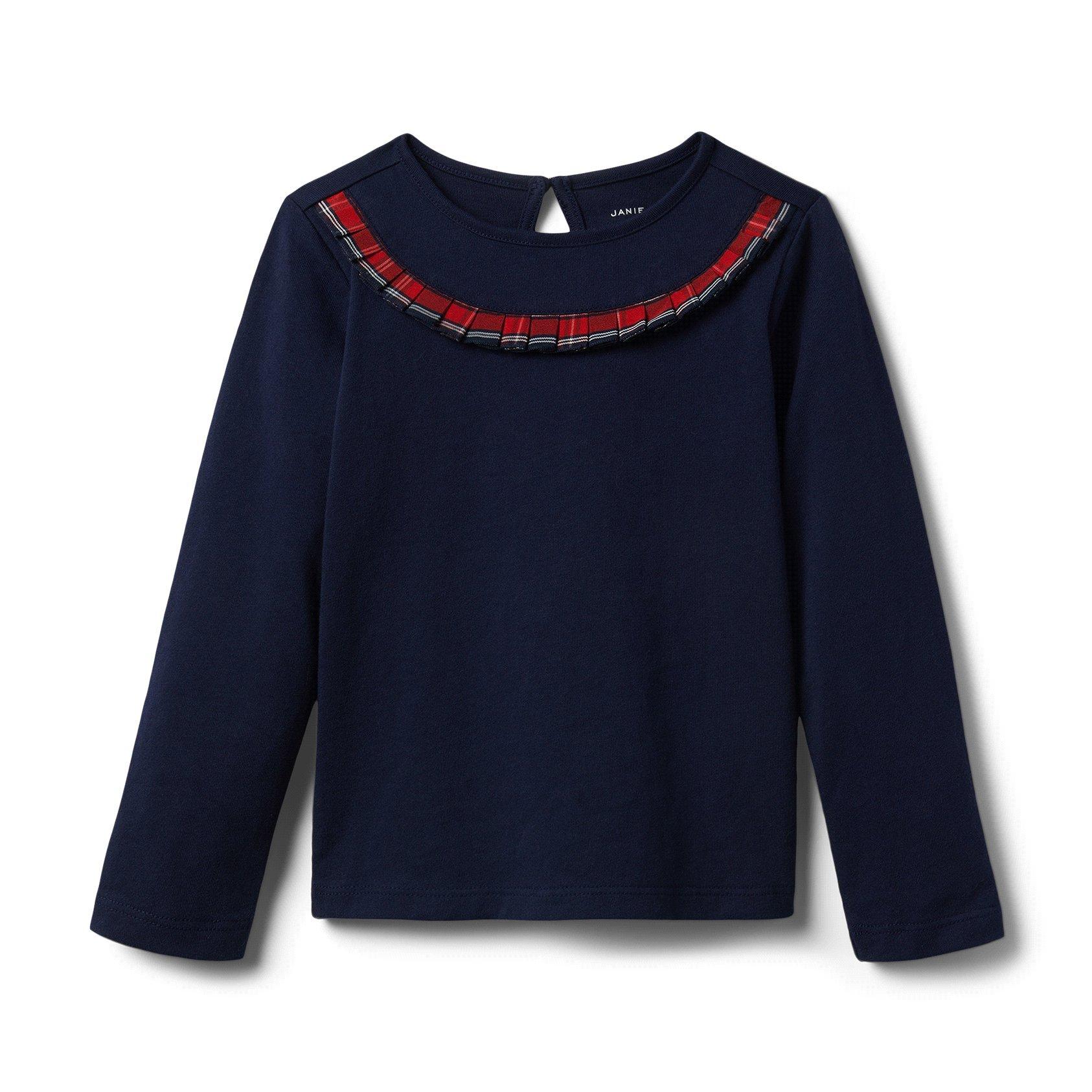 Plaid Ruffle Trim Top image number 0