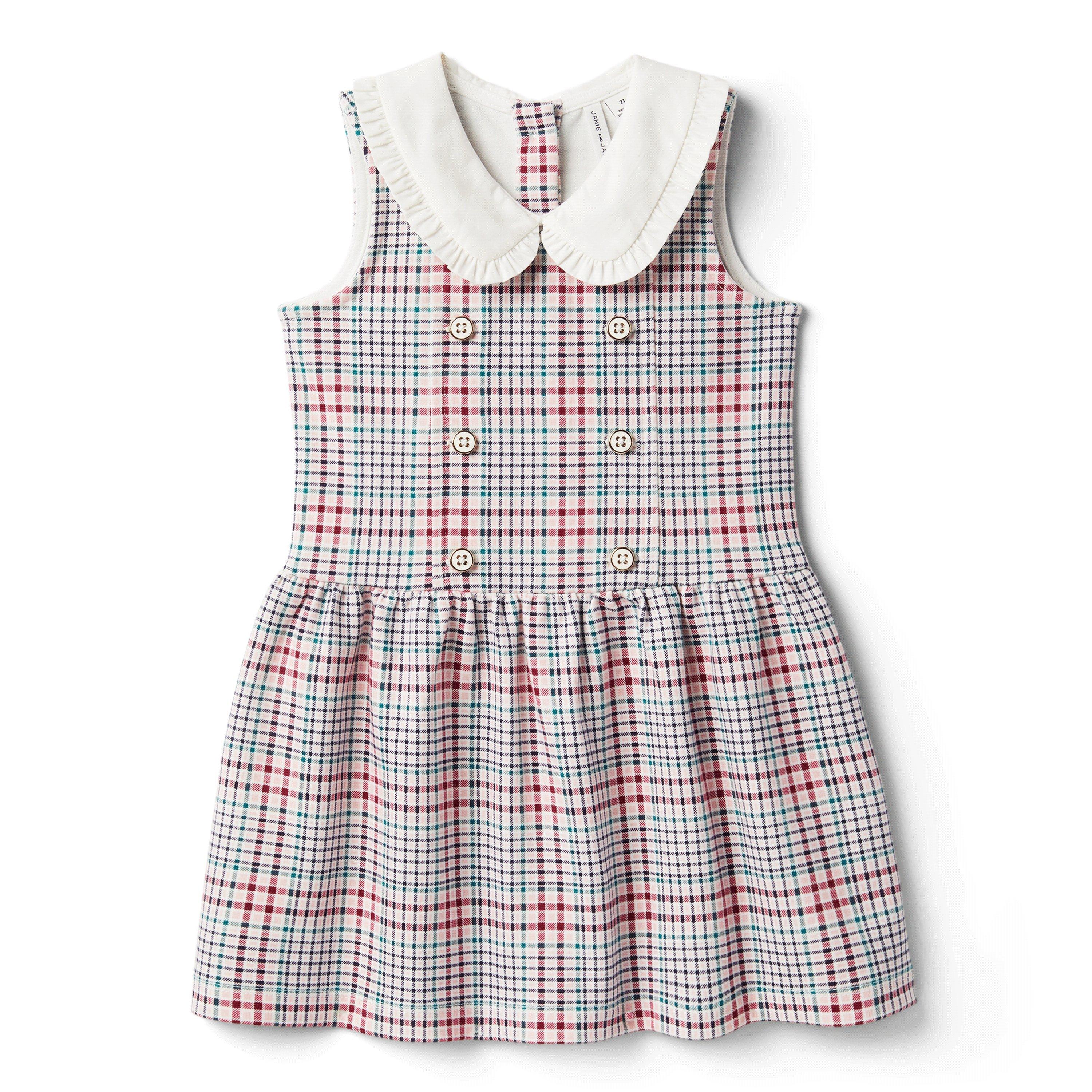 Plaid Ruffle Trim Ponte Dress image number 0