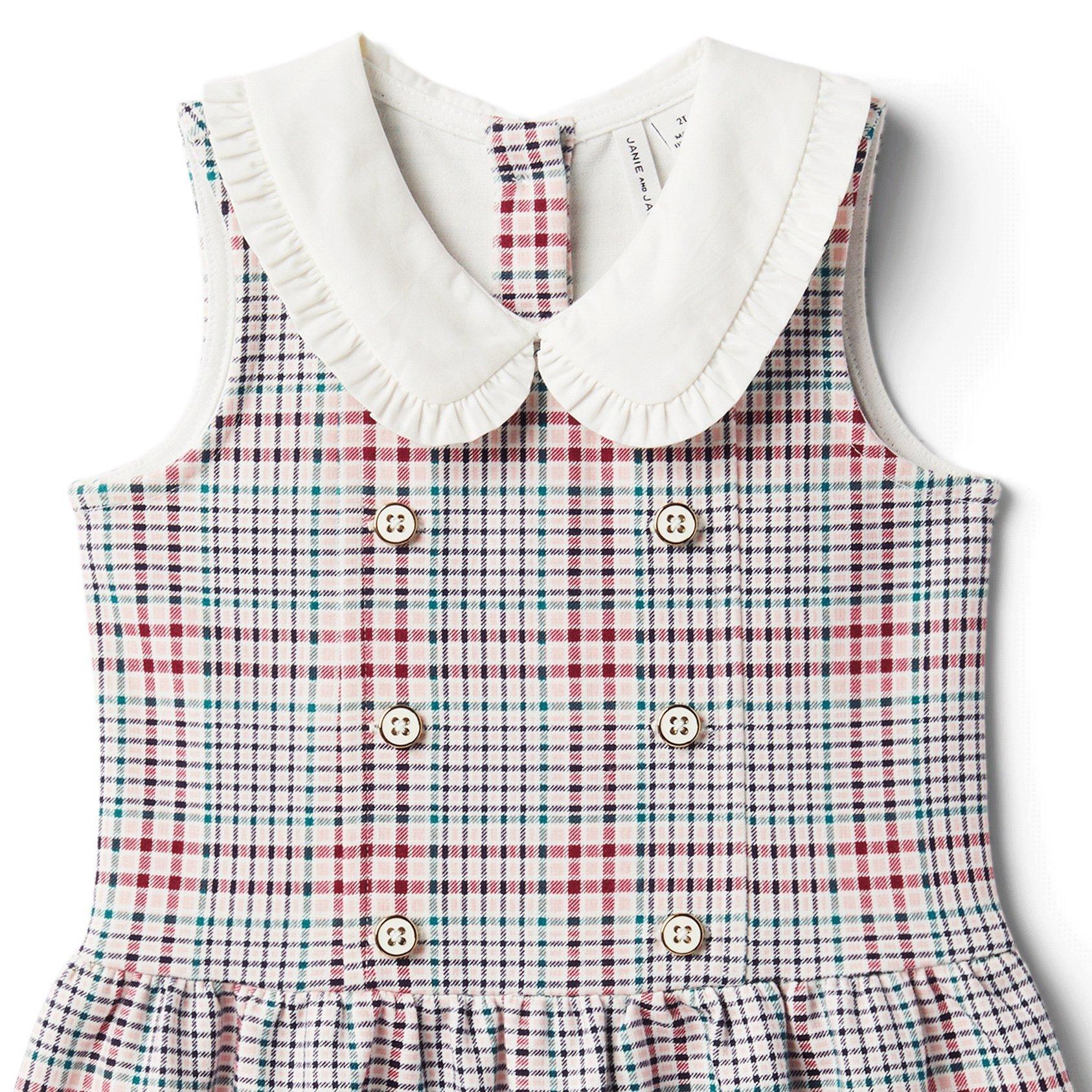 Plaid Ruffle Trim Ponte Dress image number 1