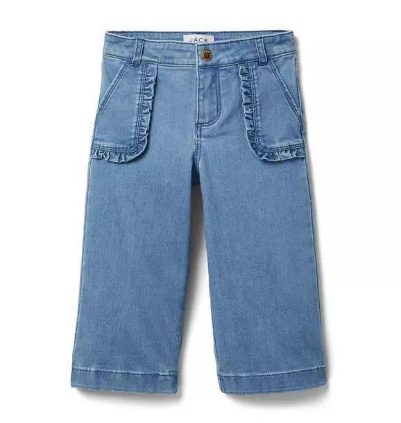 Ruffle Pocket Wide Leg Jean