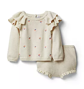 Baby Embroidered Sweater Matching Set