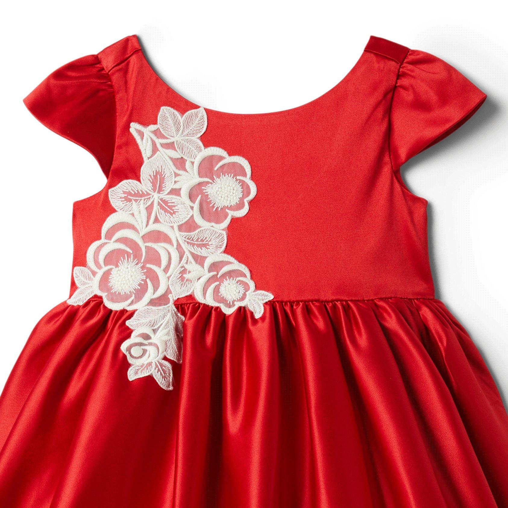 Flower Applique Satin Dress image number 2