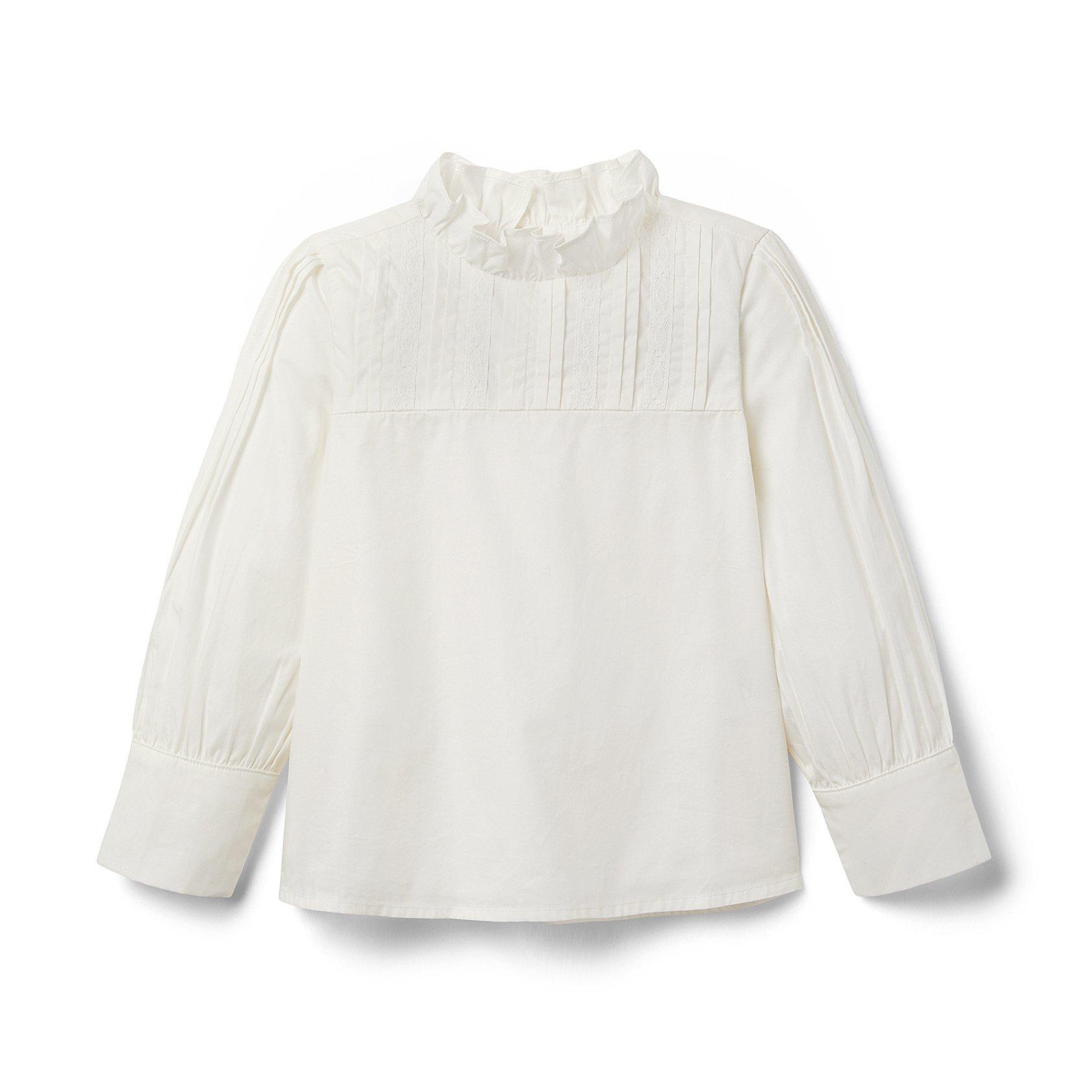 Pintuck Ruffle Collar Top