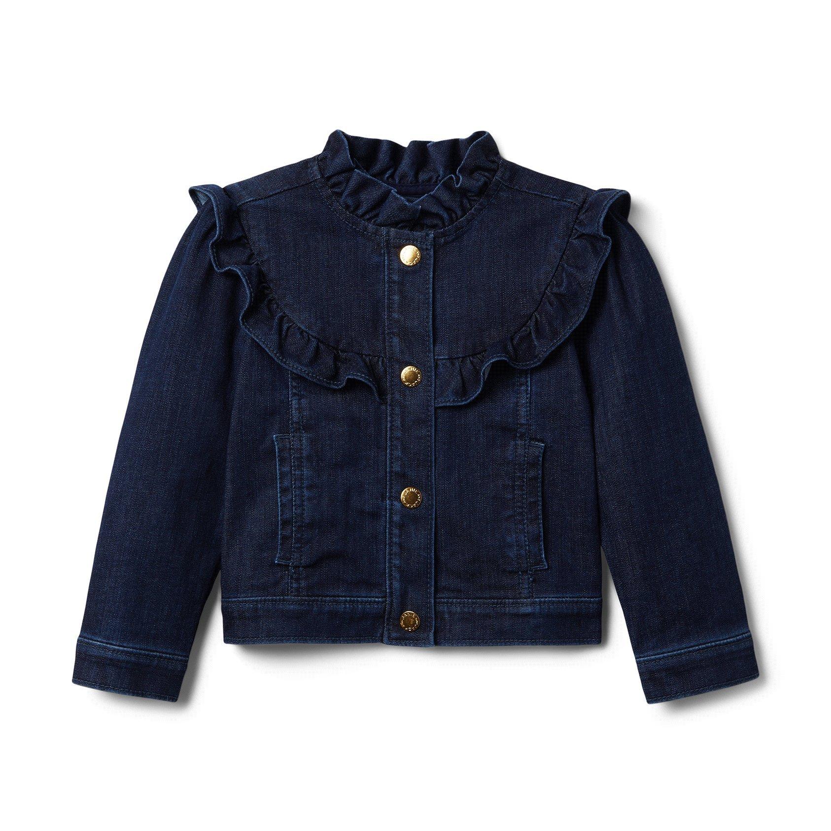 Girl Dark Wash Ruffle Trim Denim Jacket by Janie and Jack