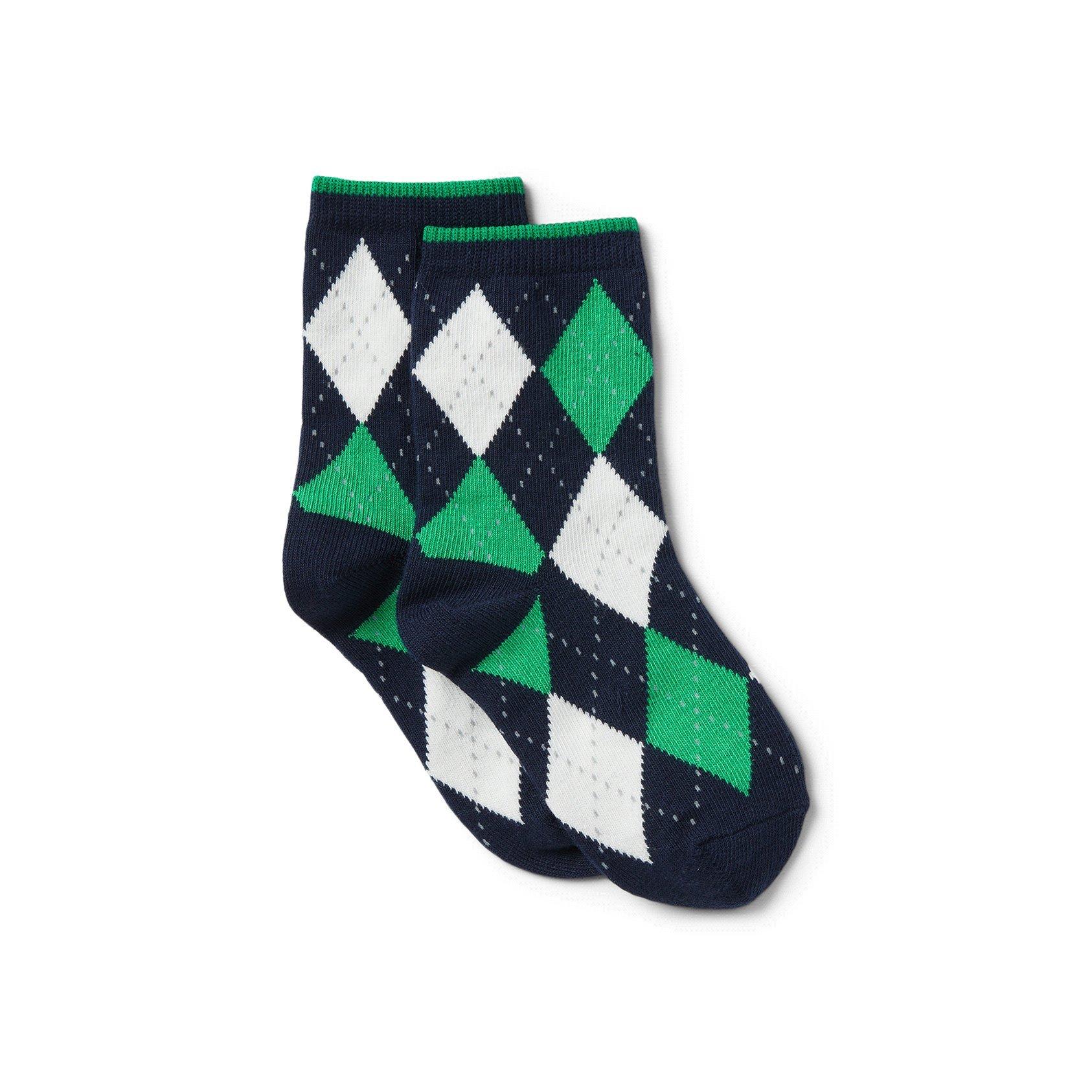 Boy Connor Navy Argyle Sock by Janie and Jack