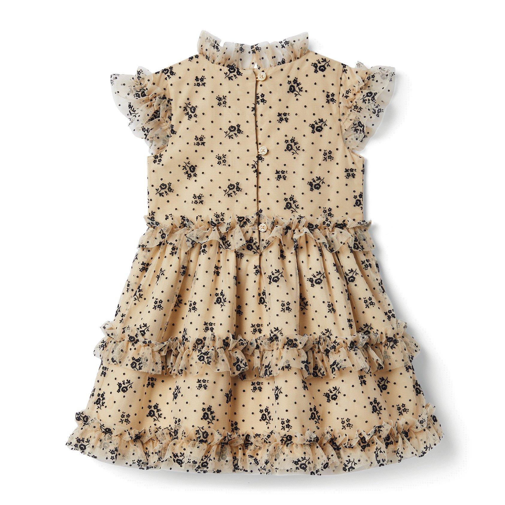 Floral Dot Flocked Dress image number 1