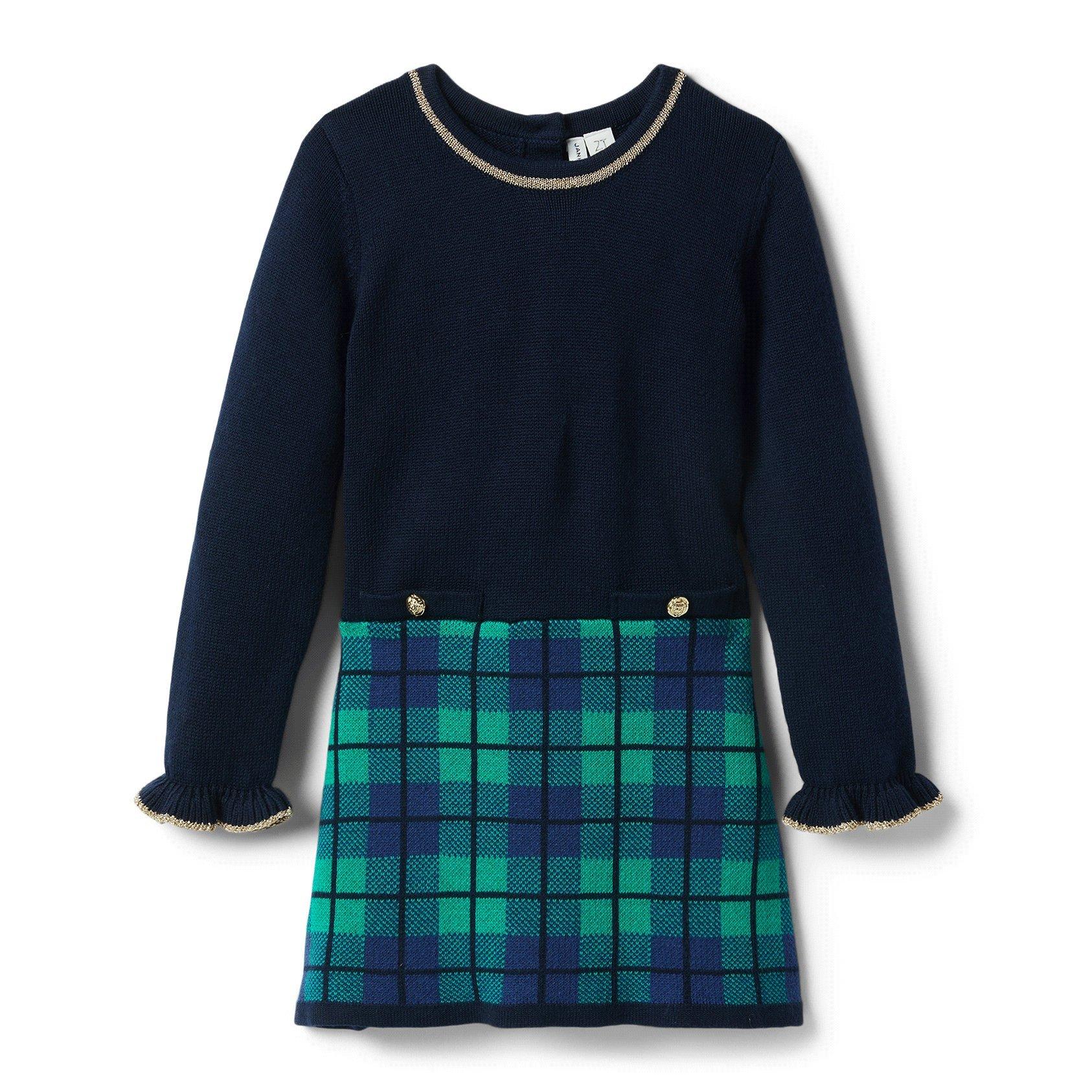 Plaid Colorblocked Sweater Dress image number 0