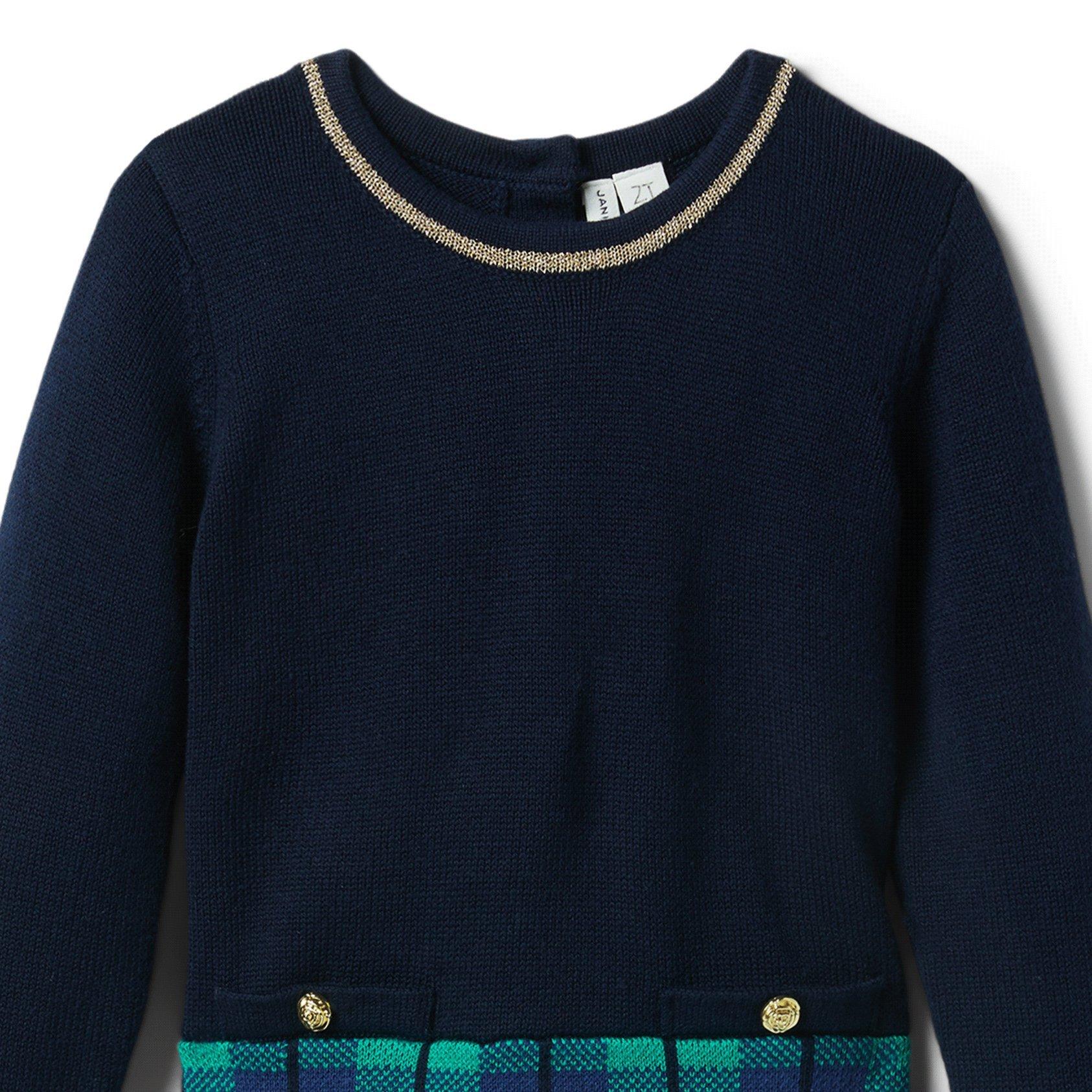 Plaid Colorblocked Sweater Dress image number 2