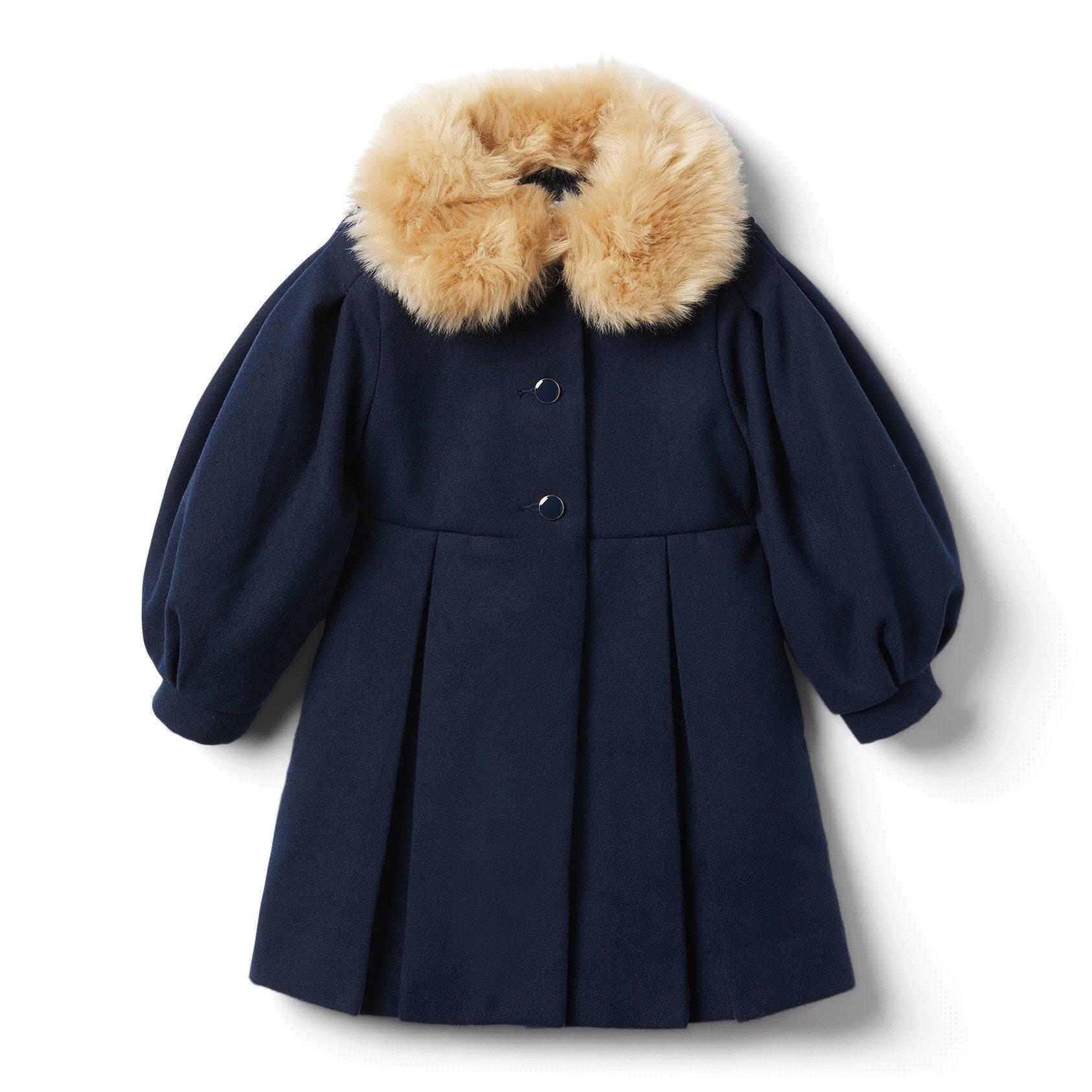 Balloon Sleeve Faux Fur Collar Coat image number 0