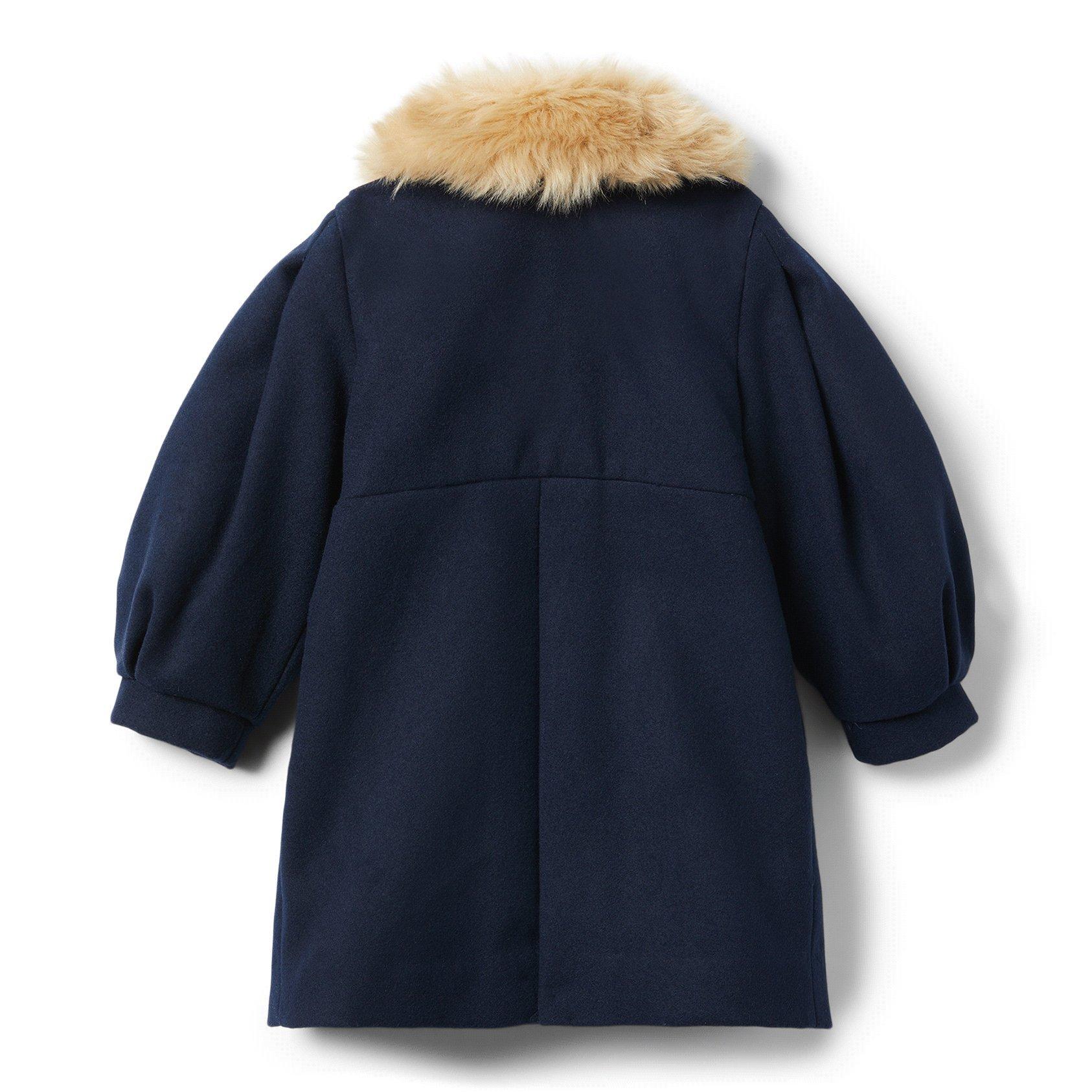 Balloon Sleeve Faux Fur Collar Coat image number 1