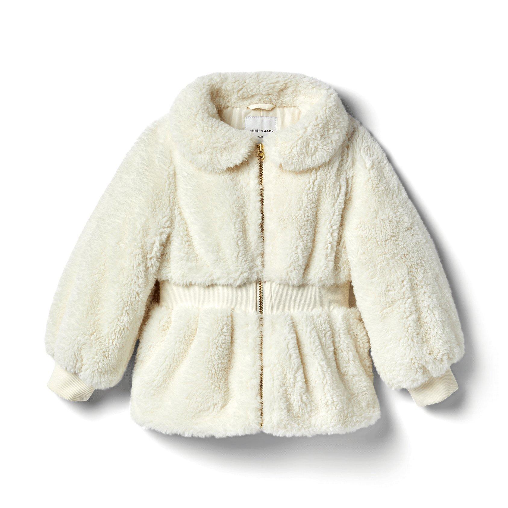 Girl Cream And Sugar Faux Fur Zip Up Coat by Janie and Jack