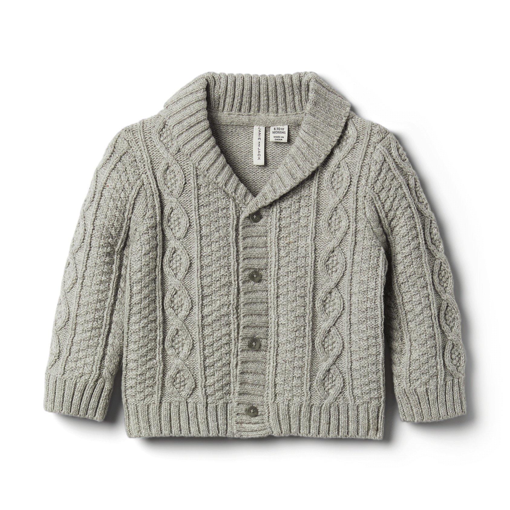 Newborn Classic Grey Heather Baby Cable Knit Shawl Cardigan by Janie ...