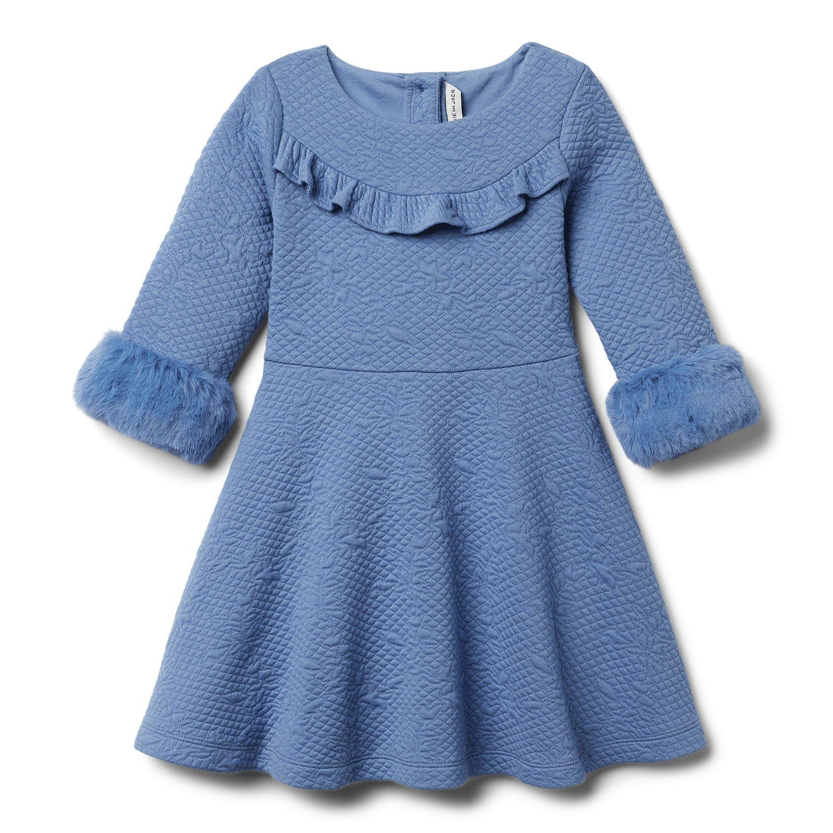 Floral Jacquard Faux Fur Cuff Dress image number 0