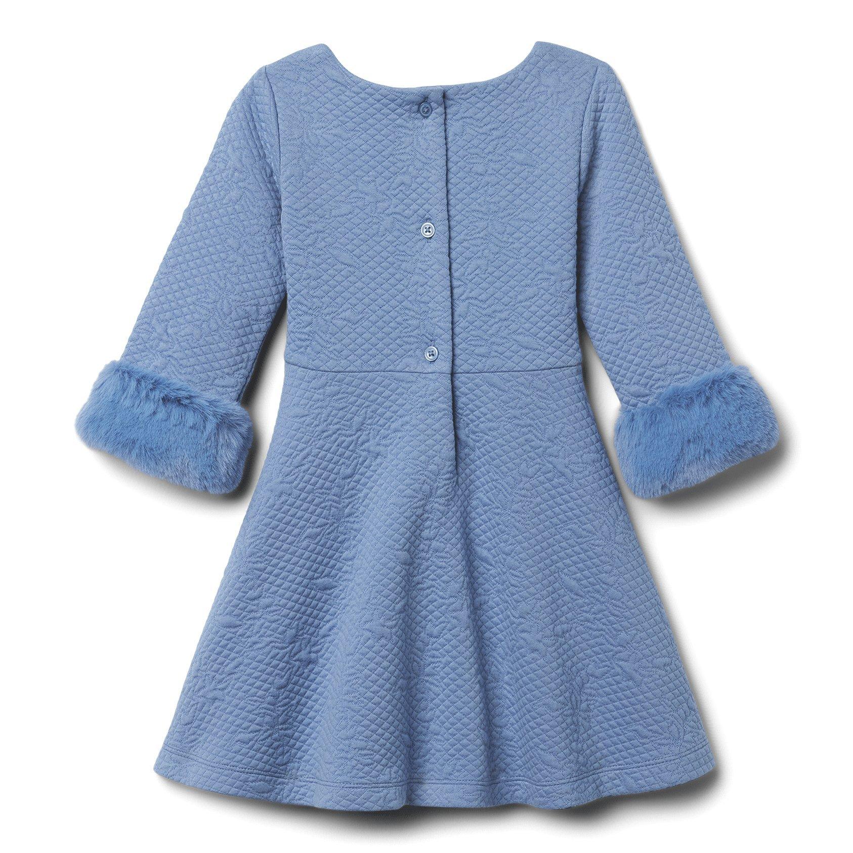 Floral Jacquard Faux Fur Cuff Dress image number 1