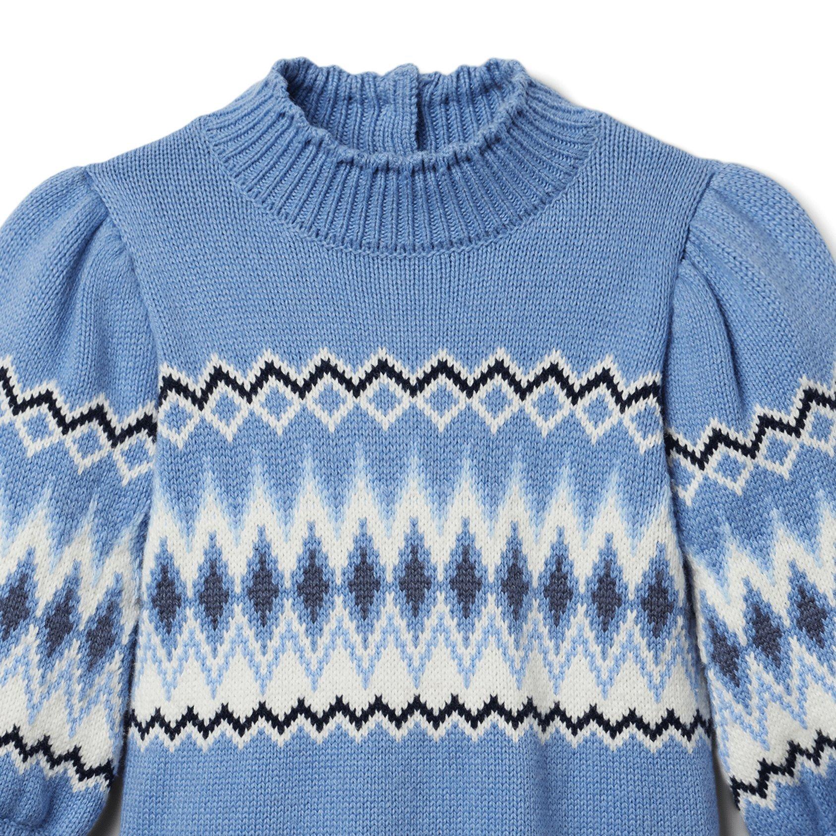 Fair Isle Puff Sleeve Sweater Dress image number 3