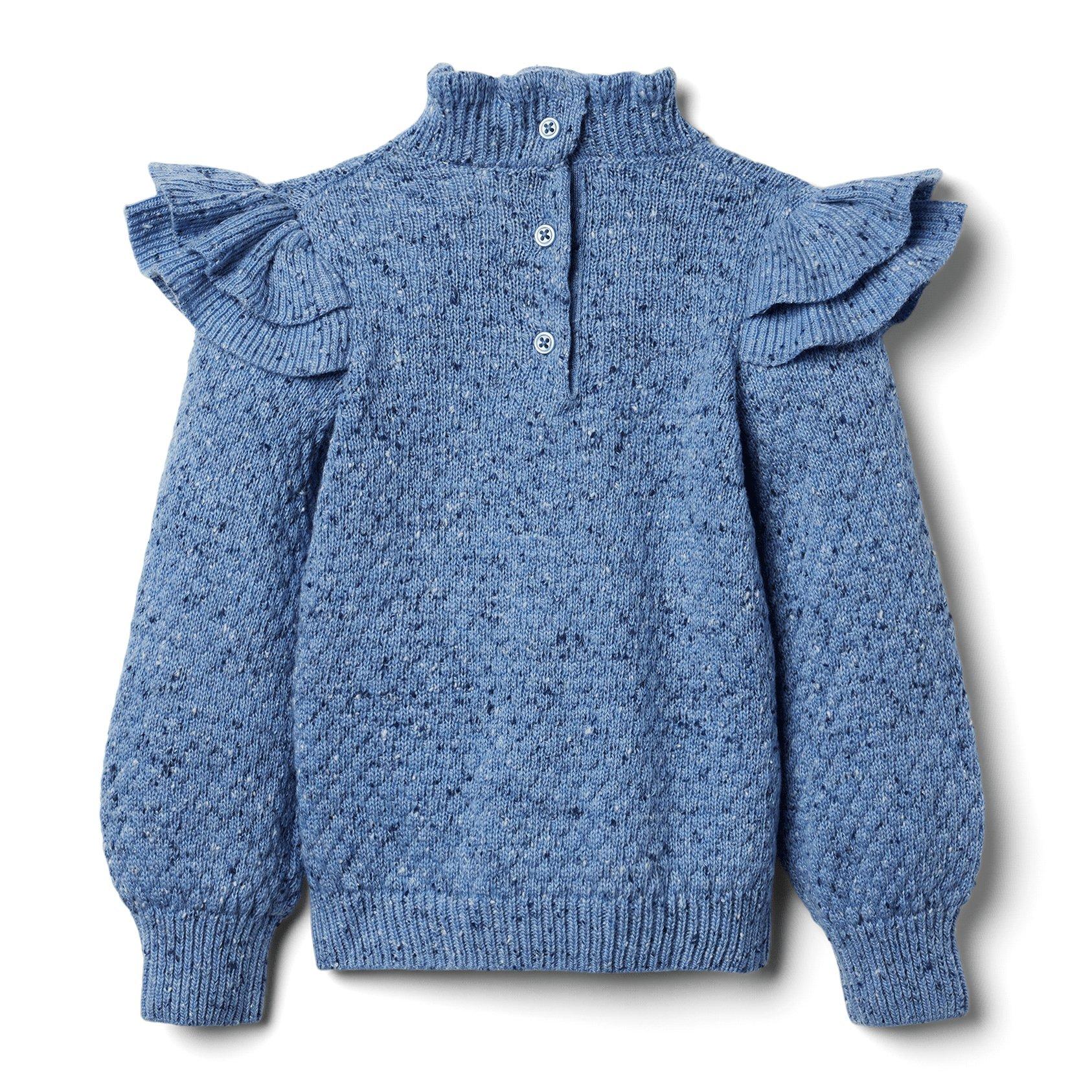 Ruffle Shoulder Textured Sweater image number 1