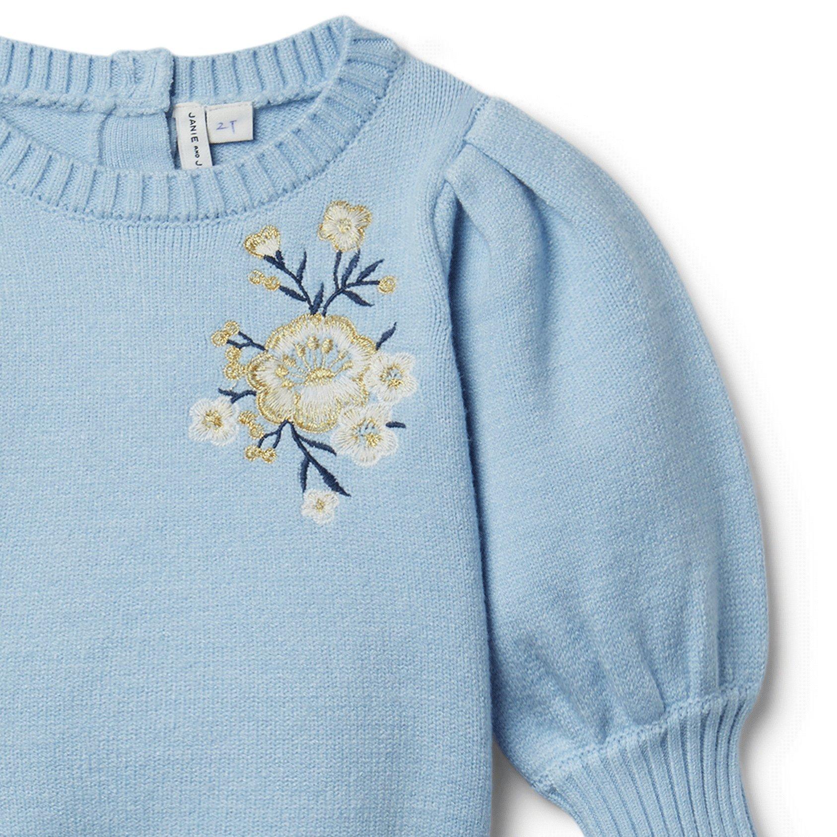 Flower Applique Puff Sleeve Sweater image number 2