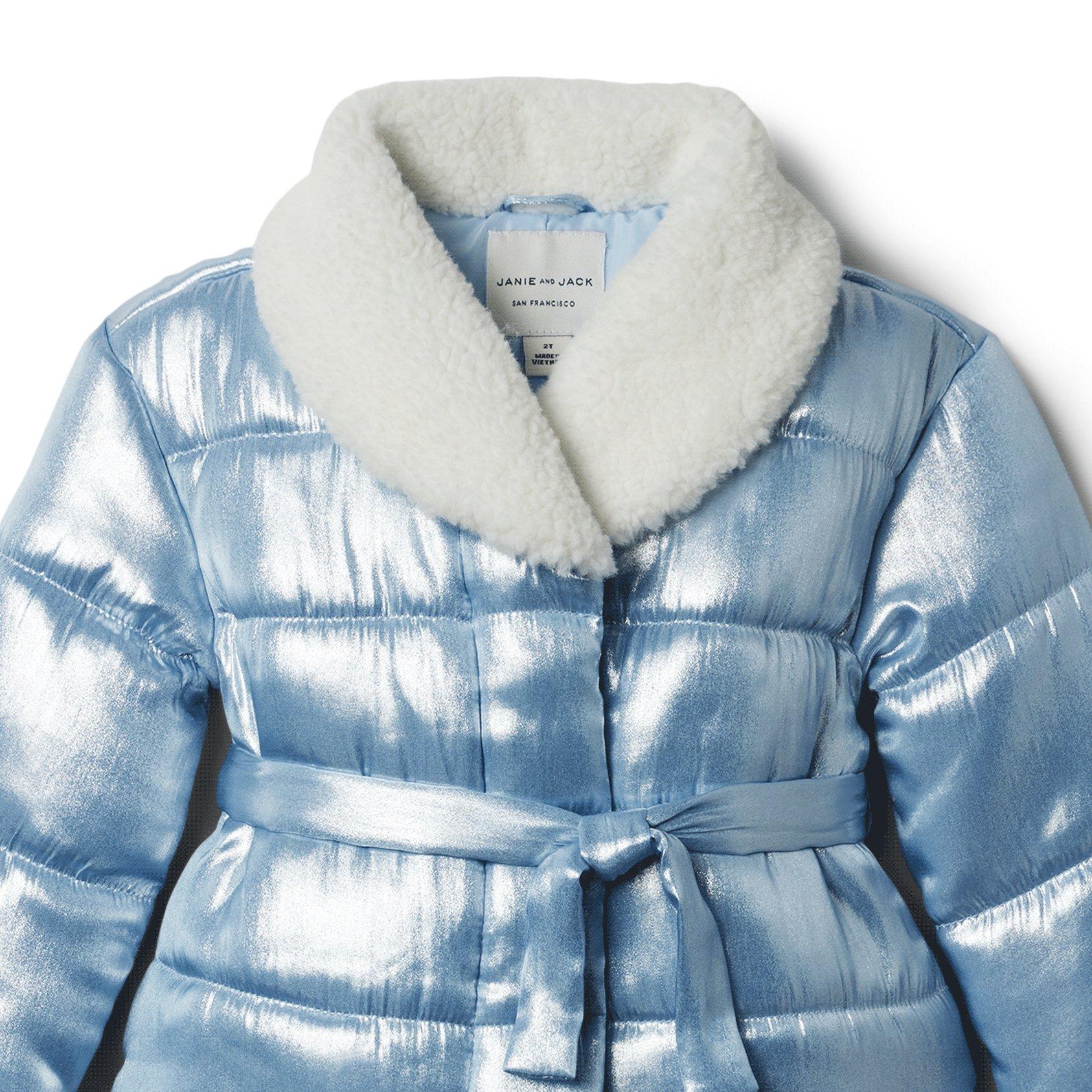 Sherpa Trim Metallic Puffer Jacket image number 2