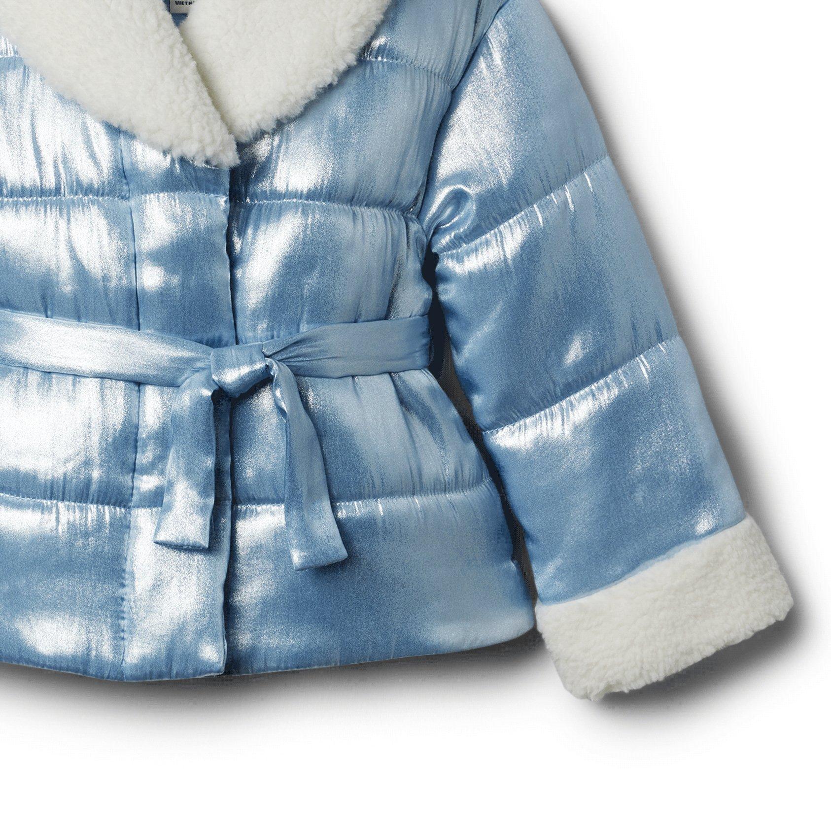 Sherpa Trim Metallic Puffer Jacket image number 3
