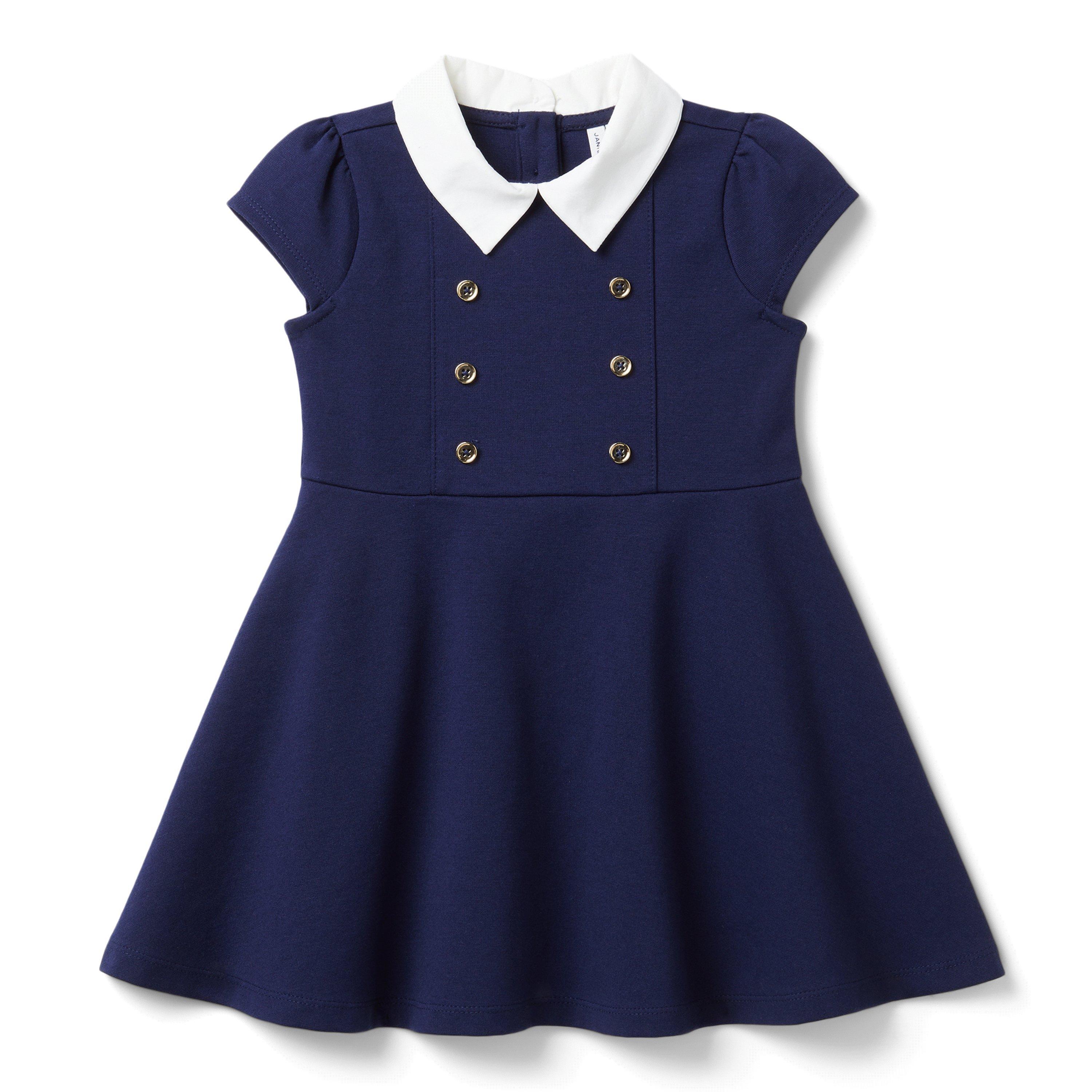 Girl Merchant Marine Button Collared Ponte Dress by Janie and Jack
