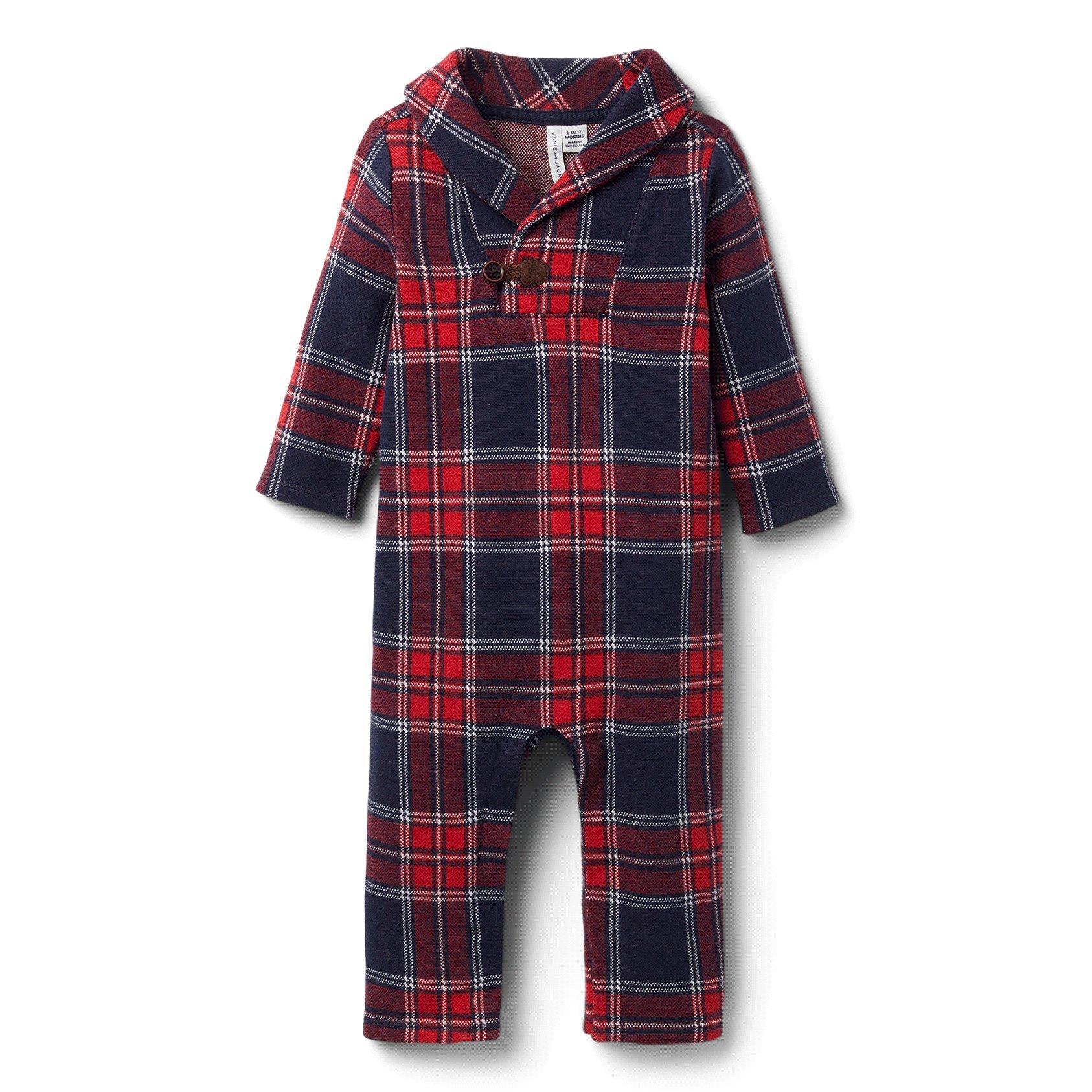 Baby Plaid Shawl Collar 1-Piece image number 0