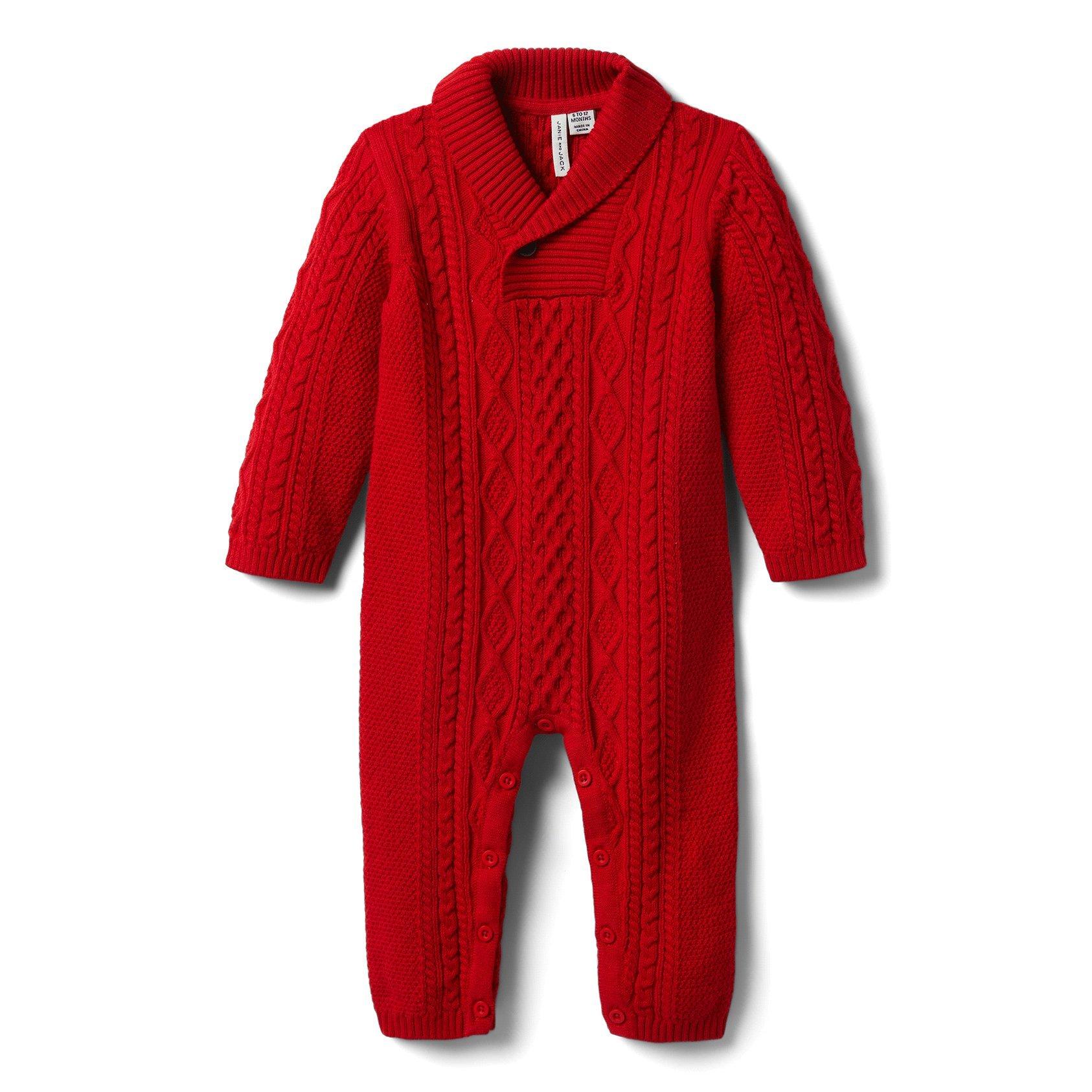 Baby Cable Knit Shawl Collar 1-Piece