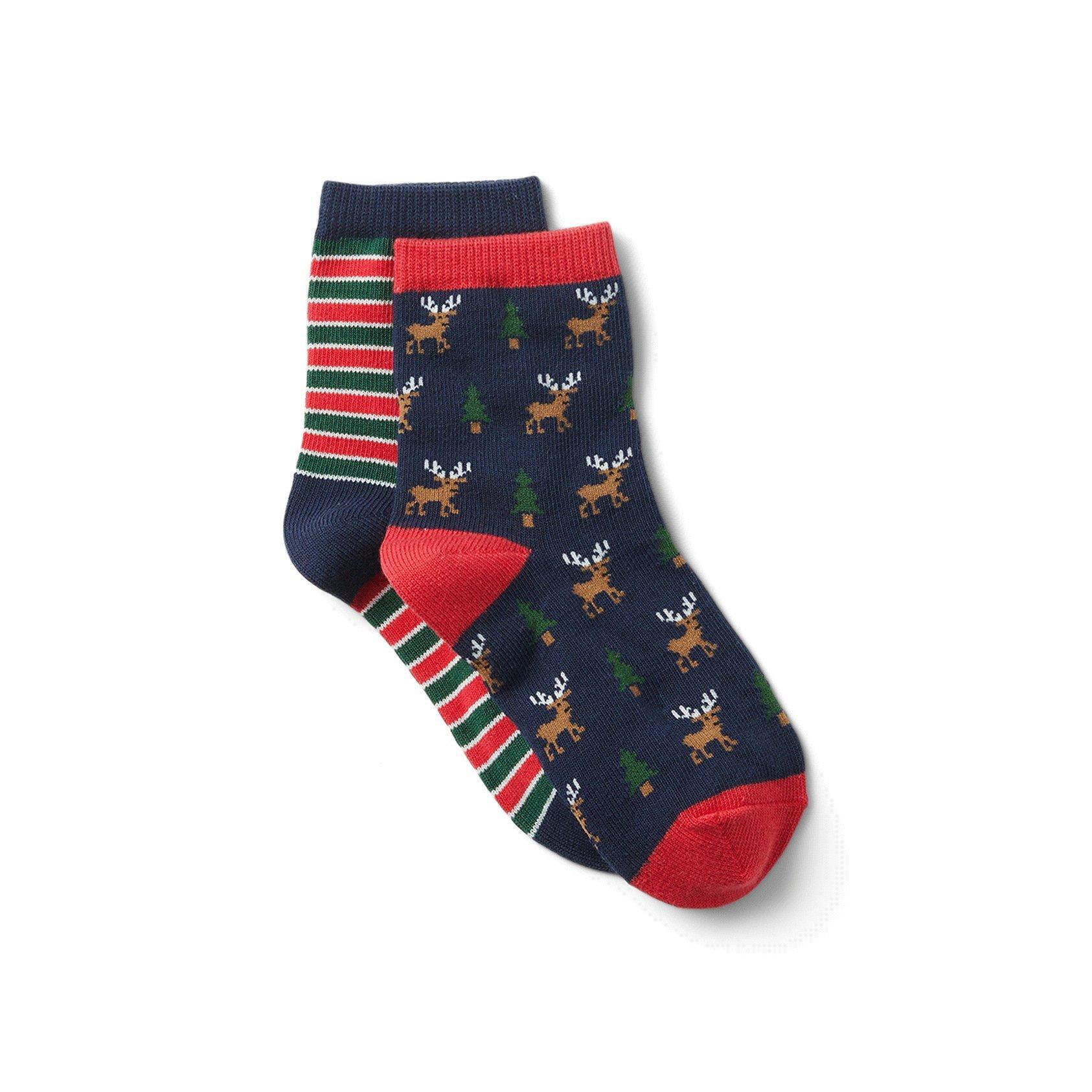 Striped And Reindeer Sock 2-Pack image number 0