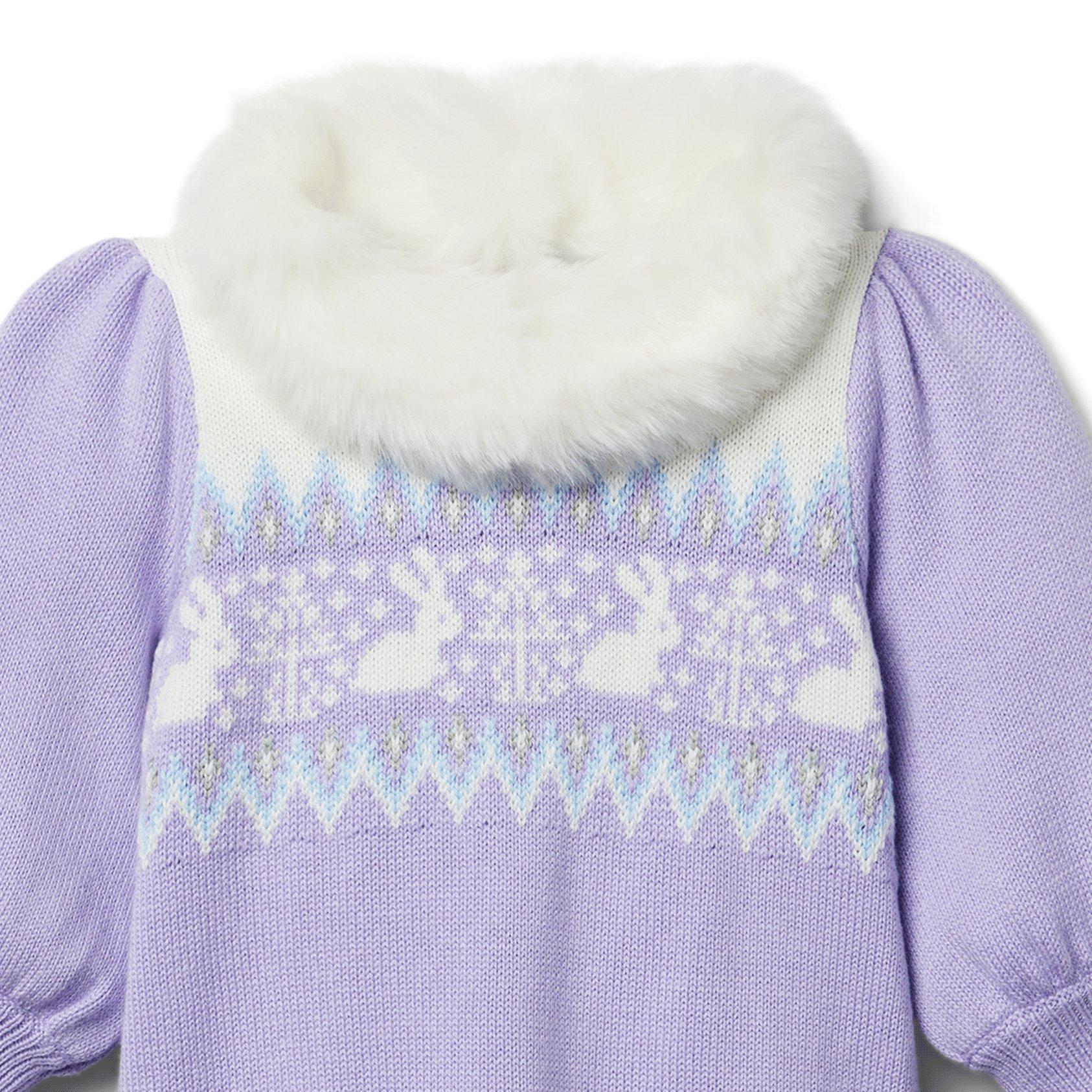 Baby Fair Isle Faux Fur Collar Dress image number 2