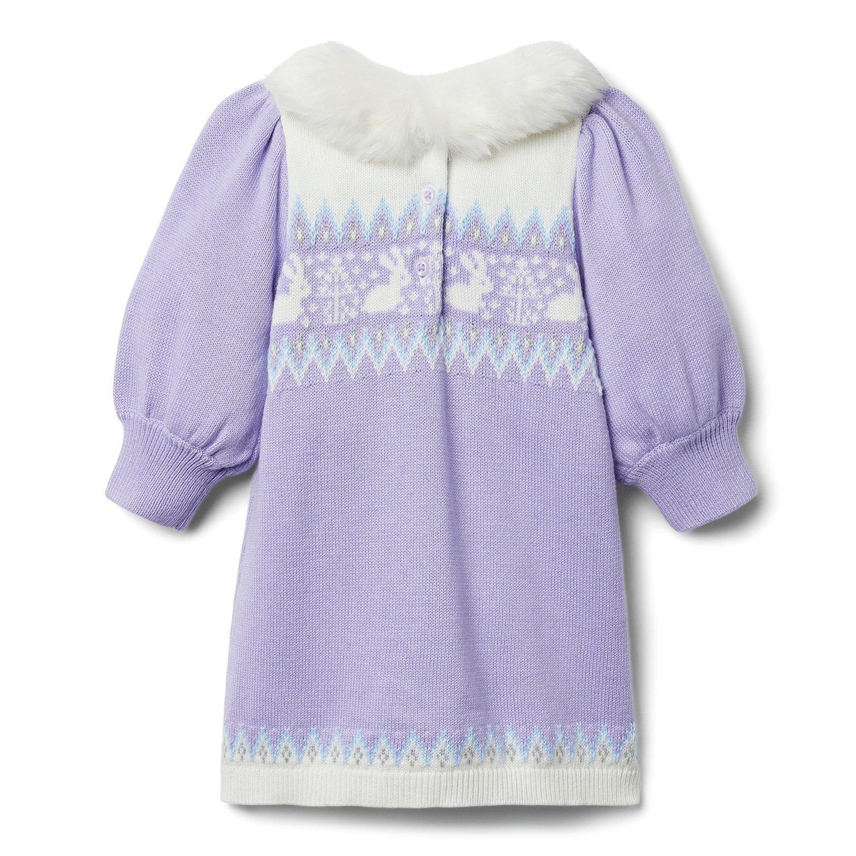 Baby Fair Isle Faux Fur Collar Dress image number 1