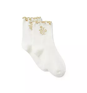 Glitter Floral Sock
