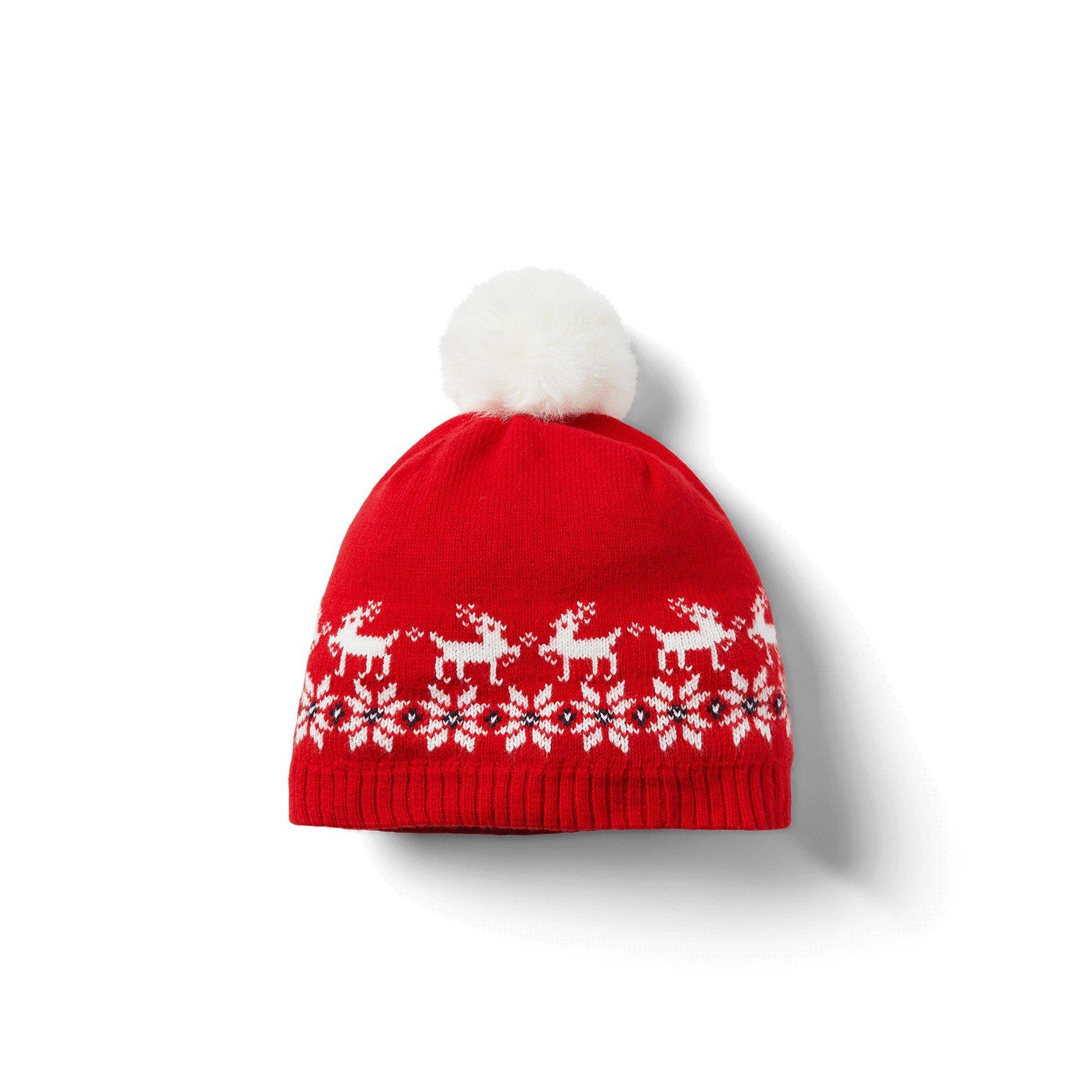 Reindeer Fair Isle Pom Beanie